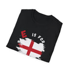 E is for England T-Shirt — English Flag Patriotic Tee
