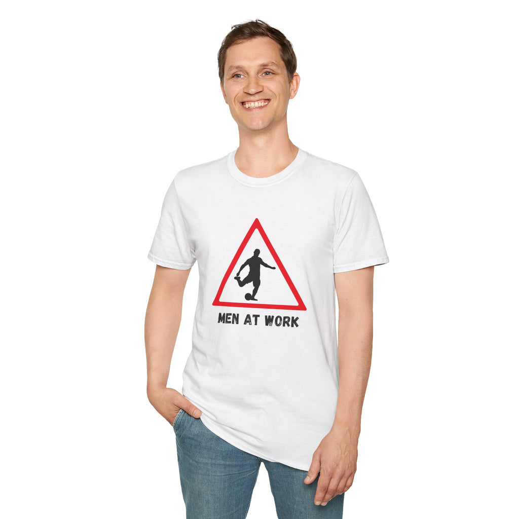 Men at Work Roadside Sign T-Shirt — British Humour T-Shirt - Our Colours