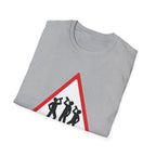 Men at Work Triangle Sign T-Shirt — Funny Beer Drinking Crew Tee