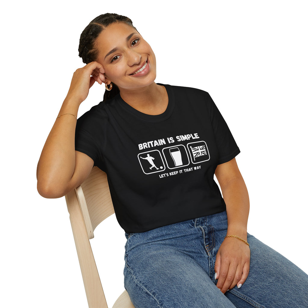 Britain Is Simple — British Humour T-Shirt  T-Shirt (Football, Pint & Union Jack Design)