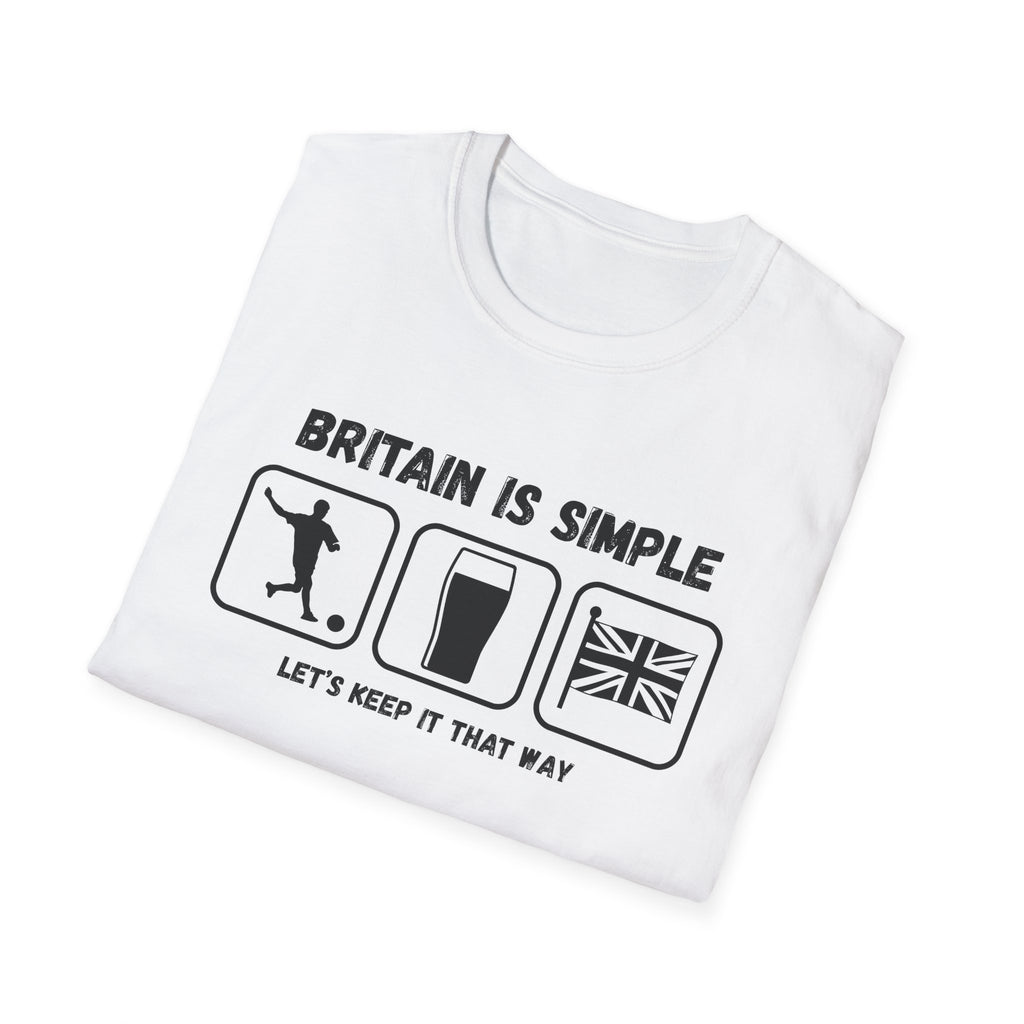 Britain Is Simple — British Humour T-Shirt  T-Shirt (Football, Pint & Union Jack Design)