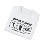 Britain Is Simple — British Humour T-Shirt  T-Shirt (Football, Pint & Union Jack Design)
