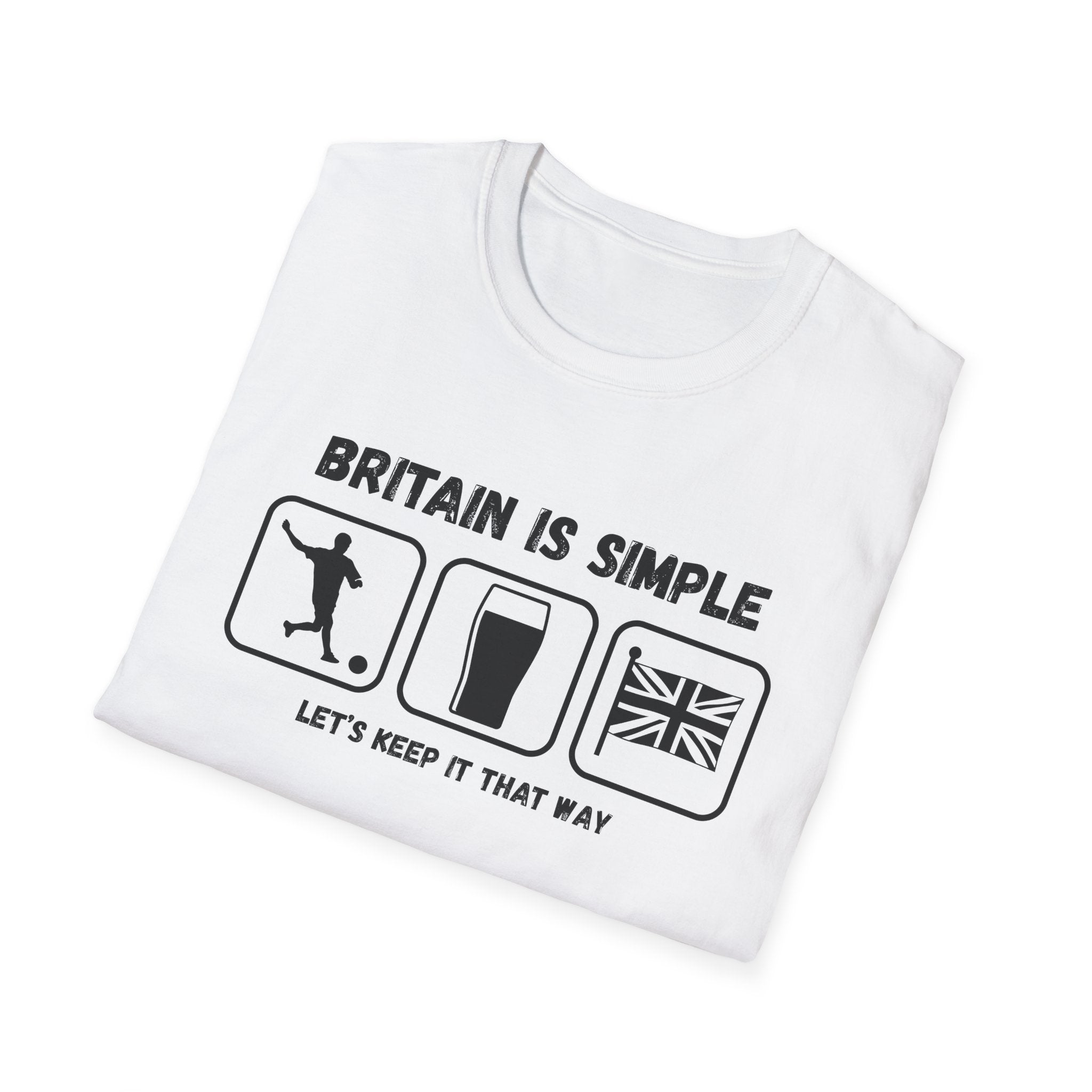 Britain Is Simple — British Humour T-Shirt  T-Shirt (Football, Pint & Union Jack Design)