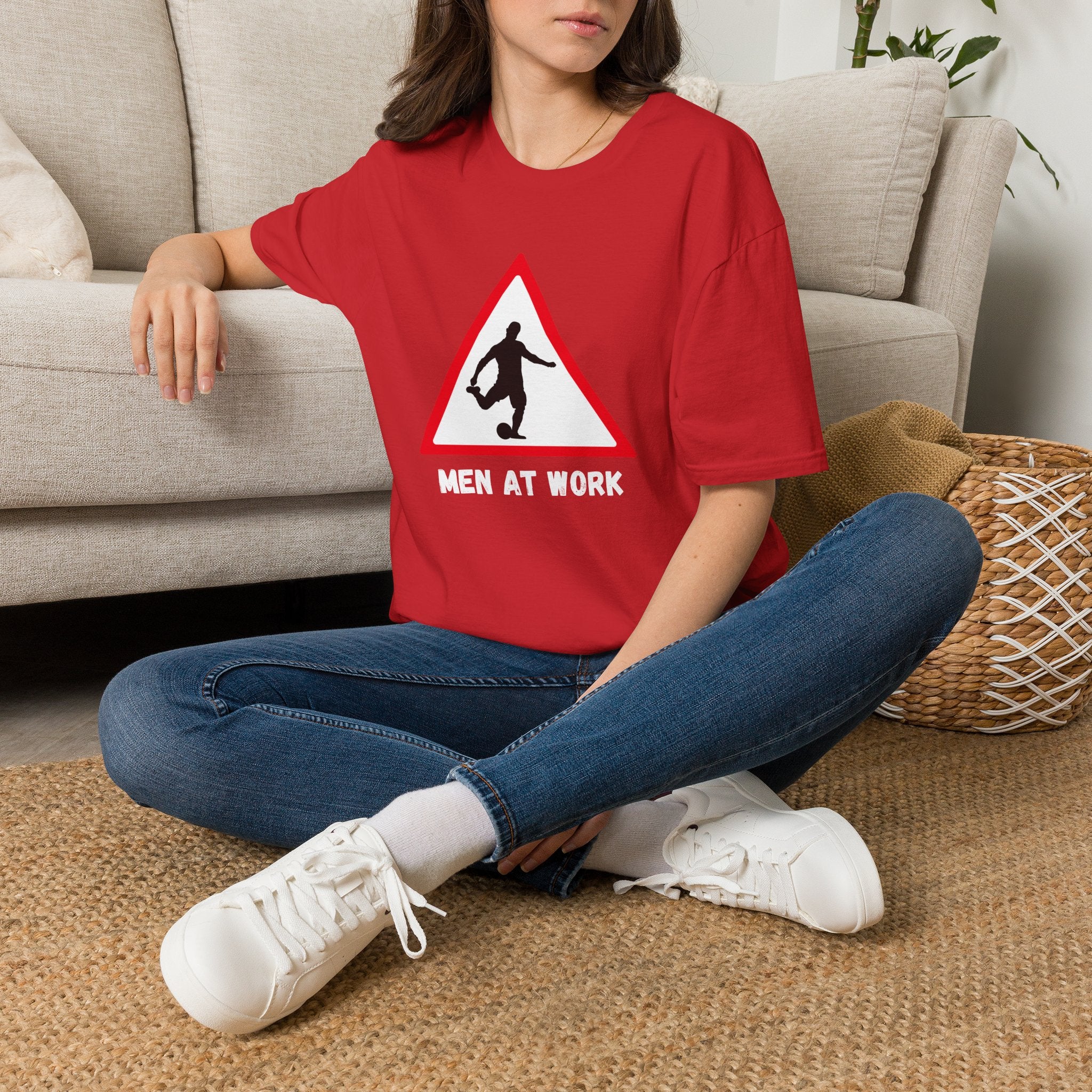 Men at Work Roadside Sign T-Shirt — British Humour T-Shirt - Our Colours