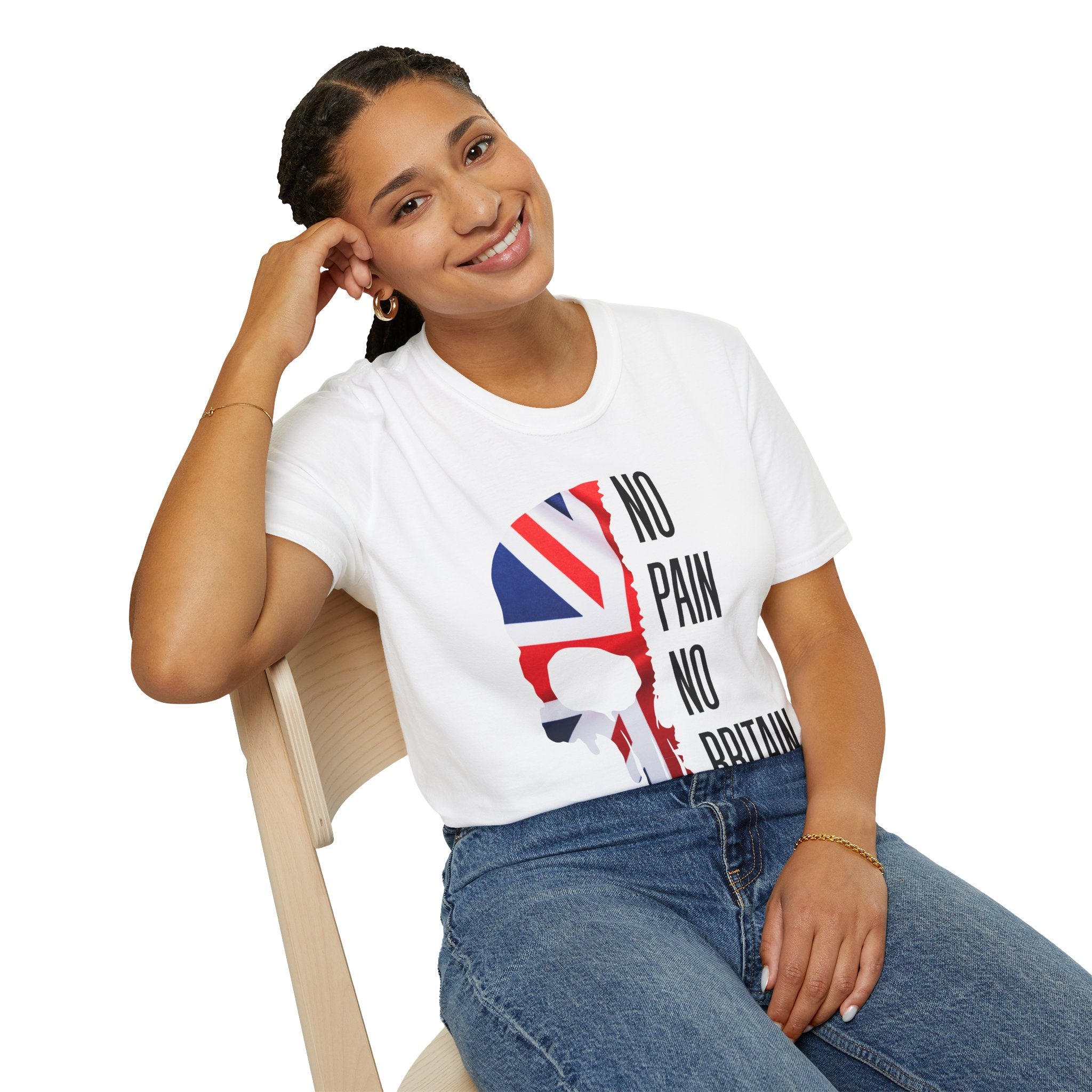 T-Shirt — "No Pain No Britain" Union Jack Skull Graphic Tee