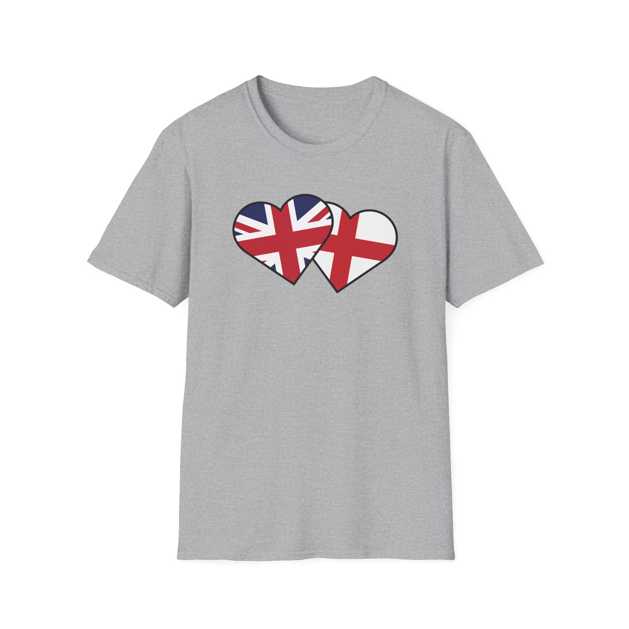 Union Jack & England Heart Flag T-Shirt — British Patriotic Tee