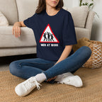 Men at Work Triangle Sign T-Shirt — Funny Beer Drinking Crew Tee - Our Colours