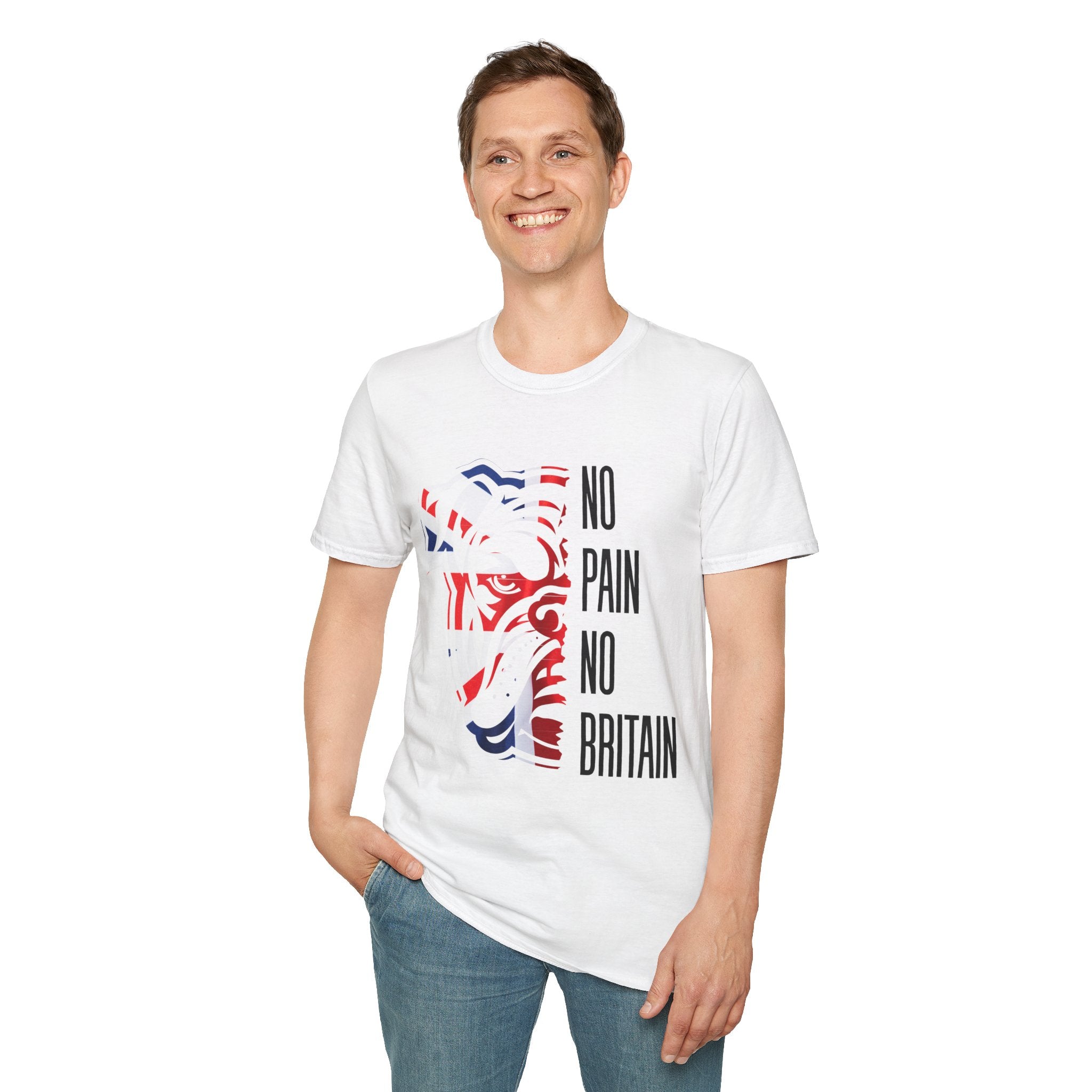 T-Shirt — 'No Pain No Britain' British Flag Bulldog Graphic