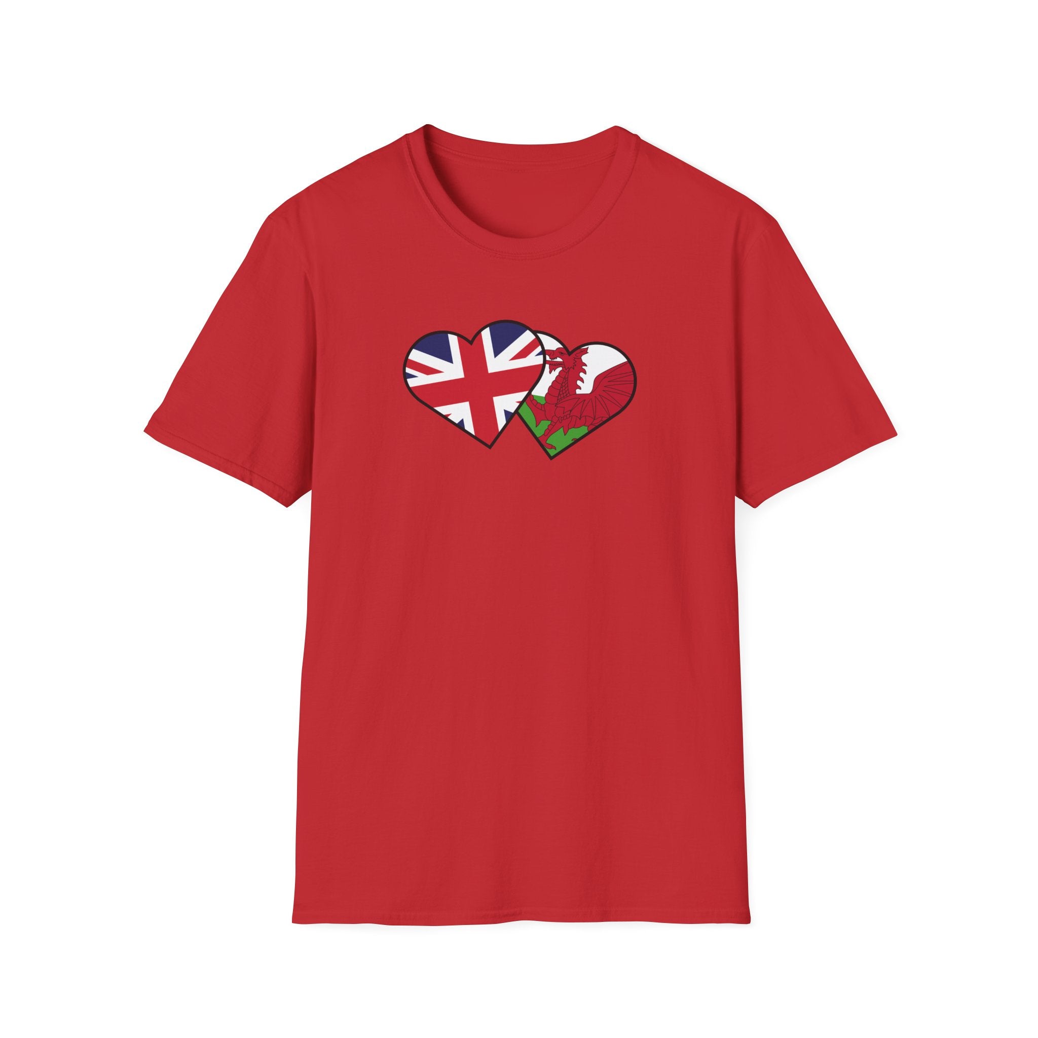 Union Jack & Welsh Flag Heart T-Shirt — British Patriotic Tee