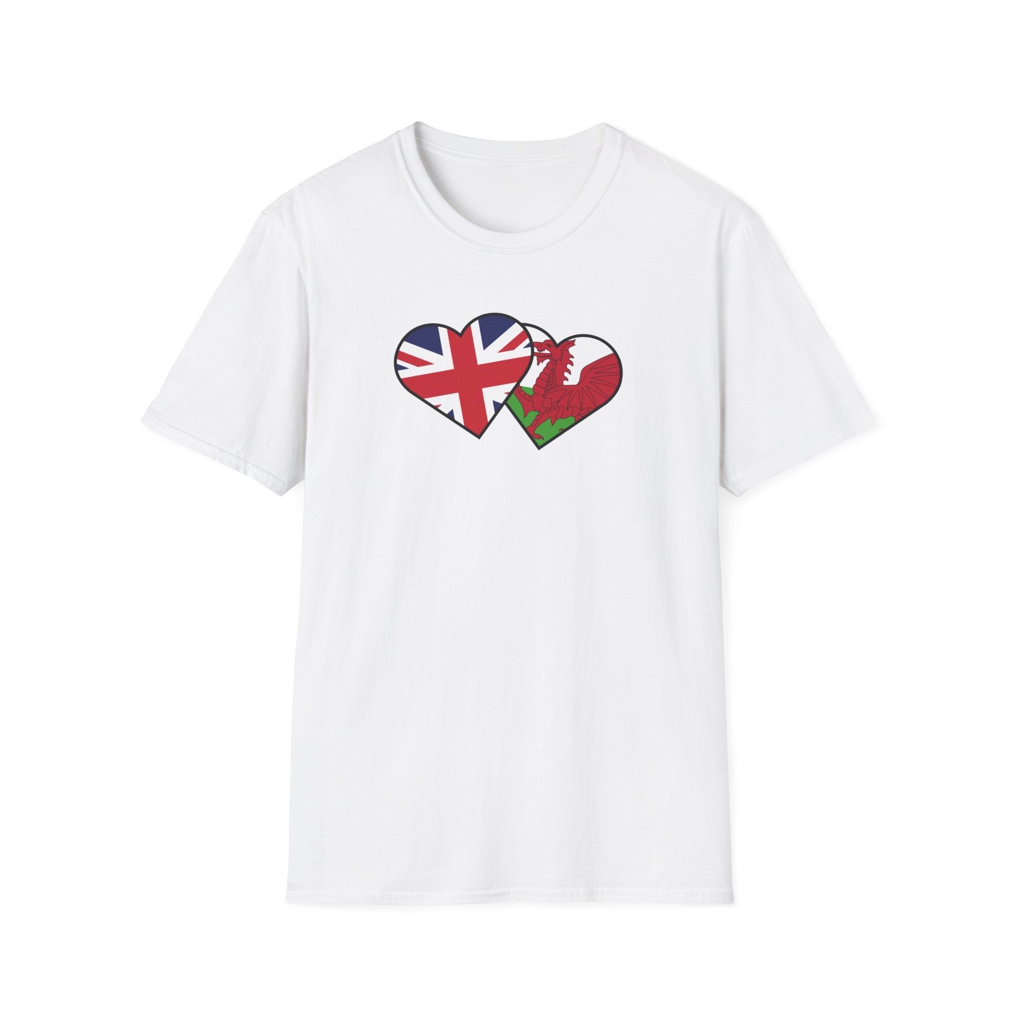 Union Jack & Welsh Flag Heart T-Shirt — British Patriotic Tee