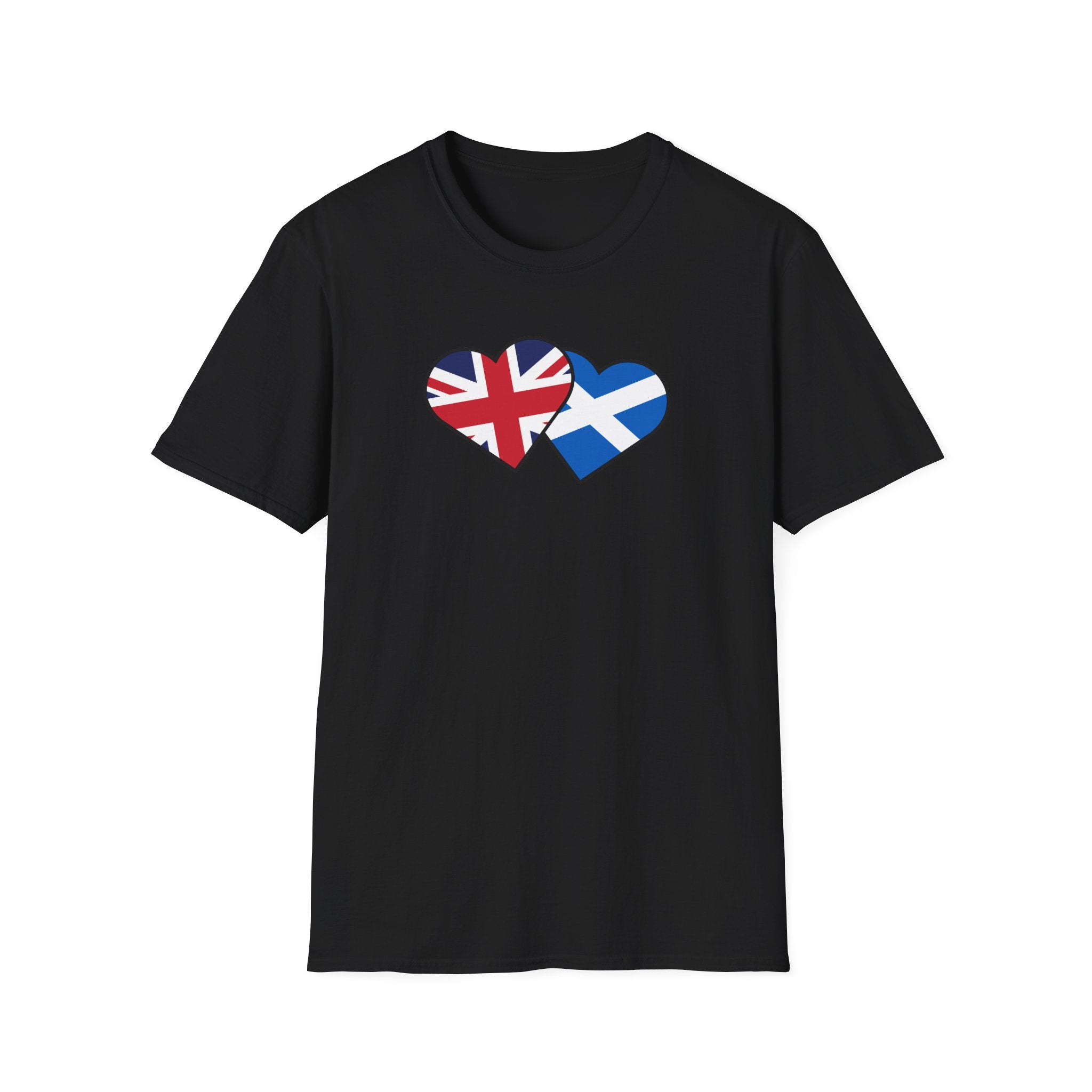 Union Jack & Scottish Flag Heart T-Shirt — British Patriotic Tee