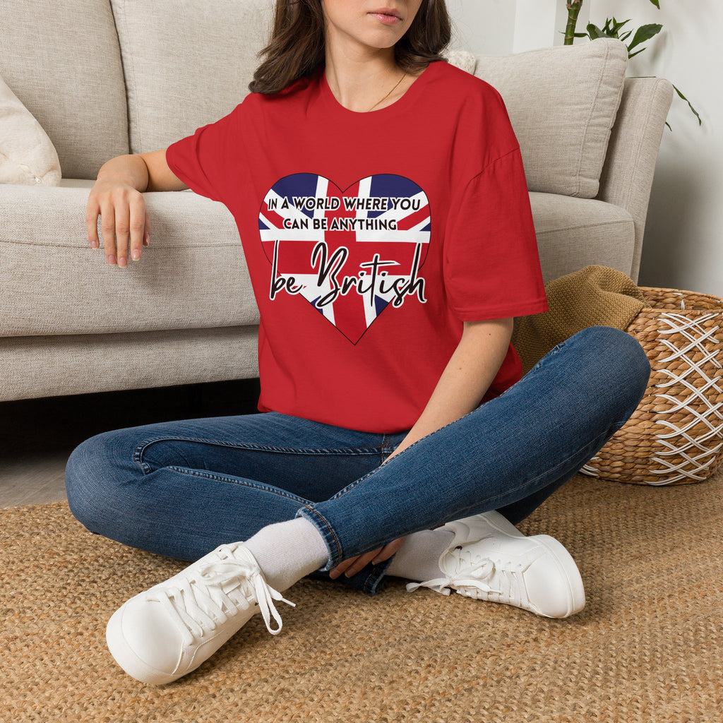 T-Shirt — "In a World Where You Can Be Anything, Be British" Union Jack Heart Tee