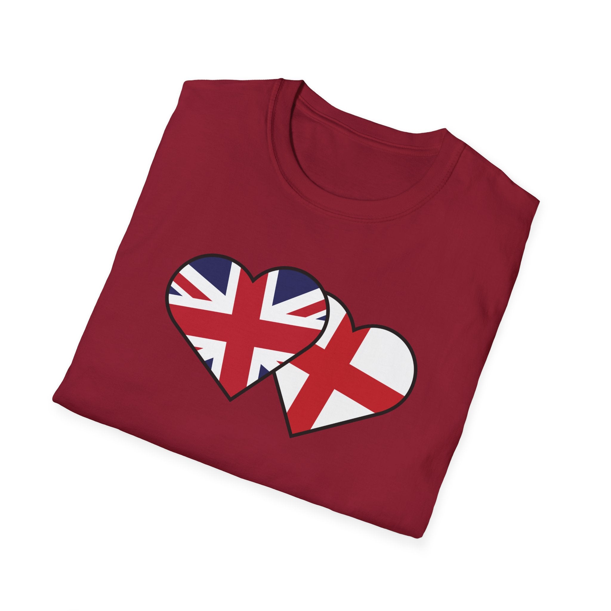 Union Jack & England Heart Flag T-Shirt — British Patriotic Tee