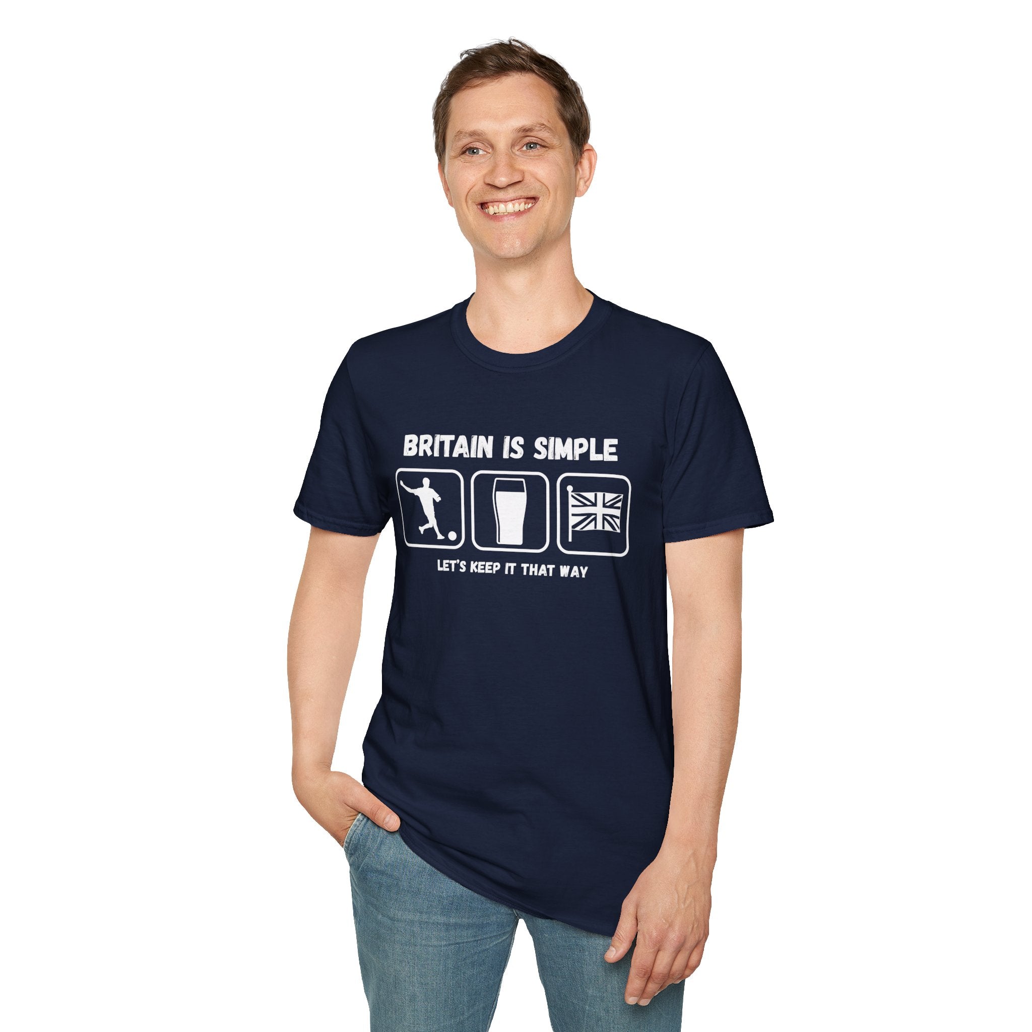 Britain Is Simple — British Humour T-Shirt  T-Shirt (Football, Pint & Union Jack Design)