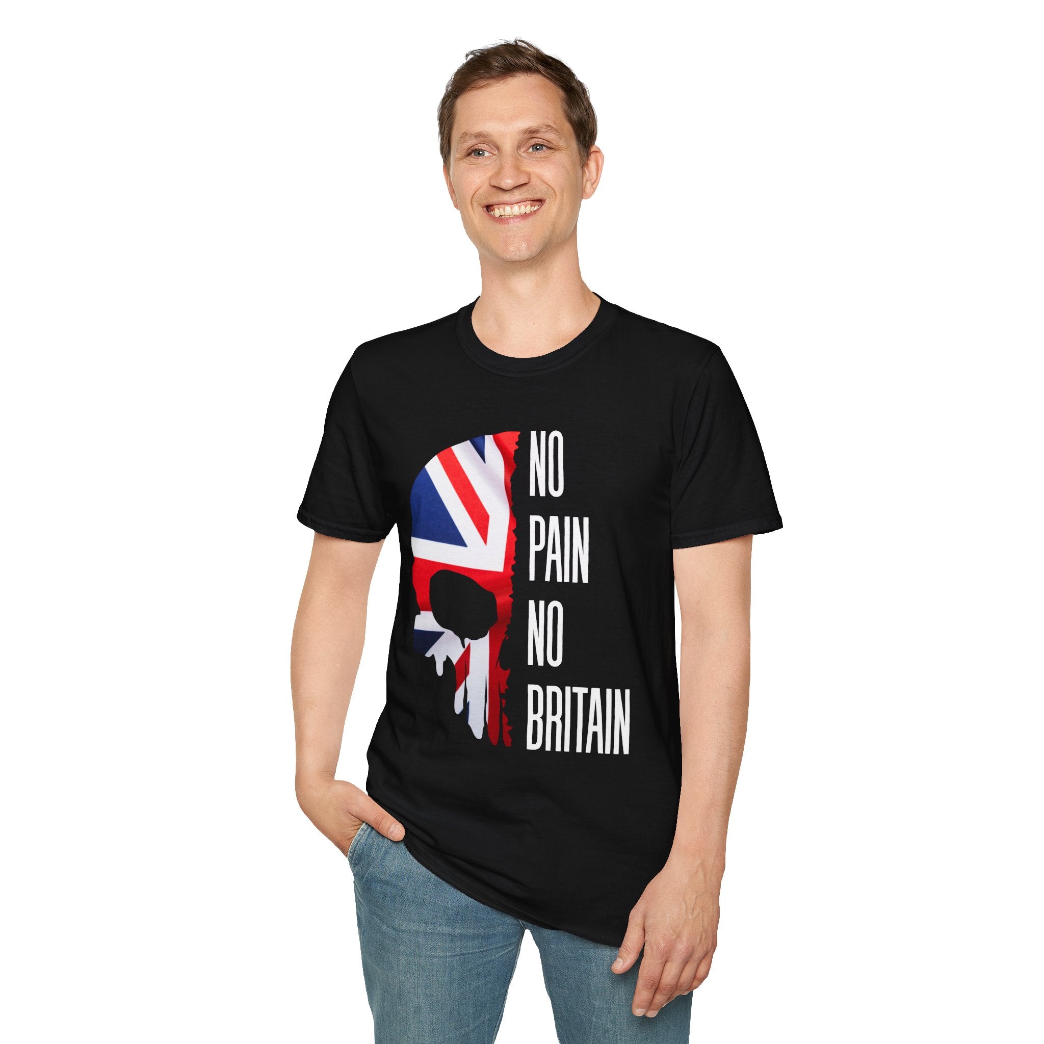 T-Shirt — "No Pain No Britain" Union Jack Skull Graphic Tee