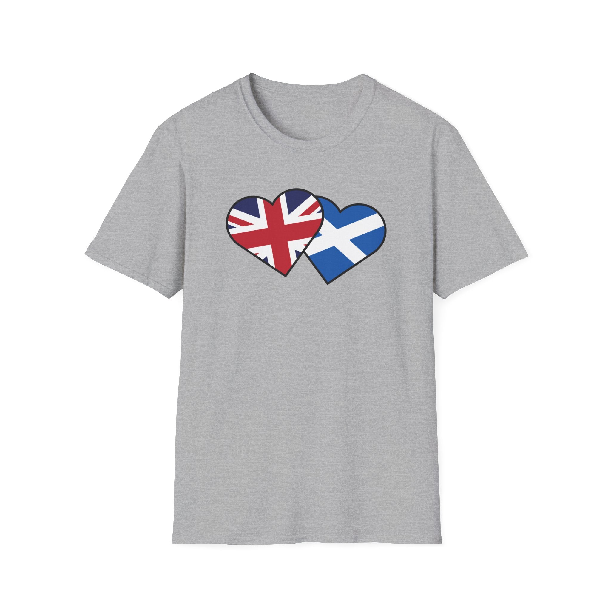 Union Jack & Scottish Flag Heart T-Shirt — British Patriotic Tee