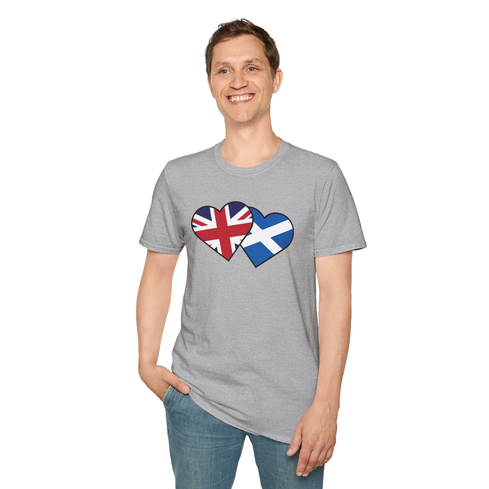 Union Jack & Scottish Flag Heart T-Shirt — British Patriotic Tee