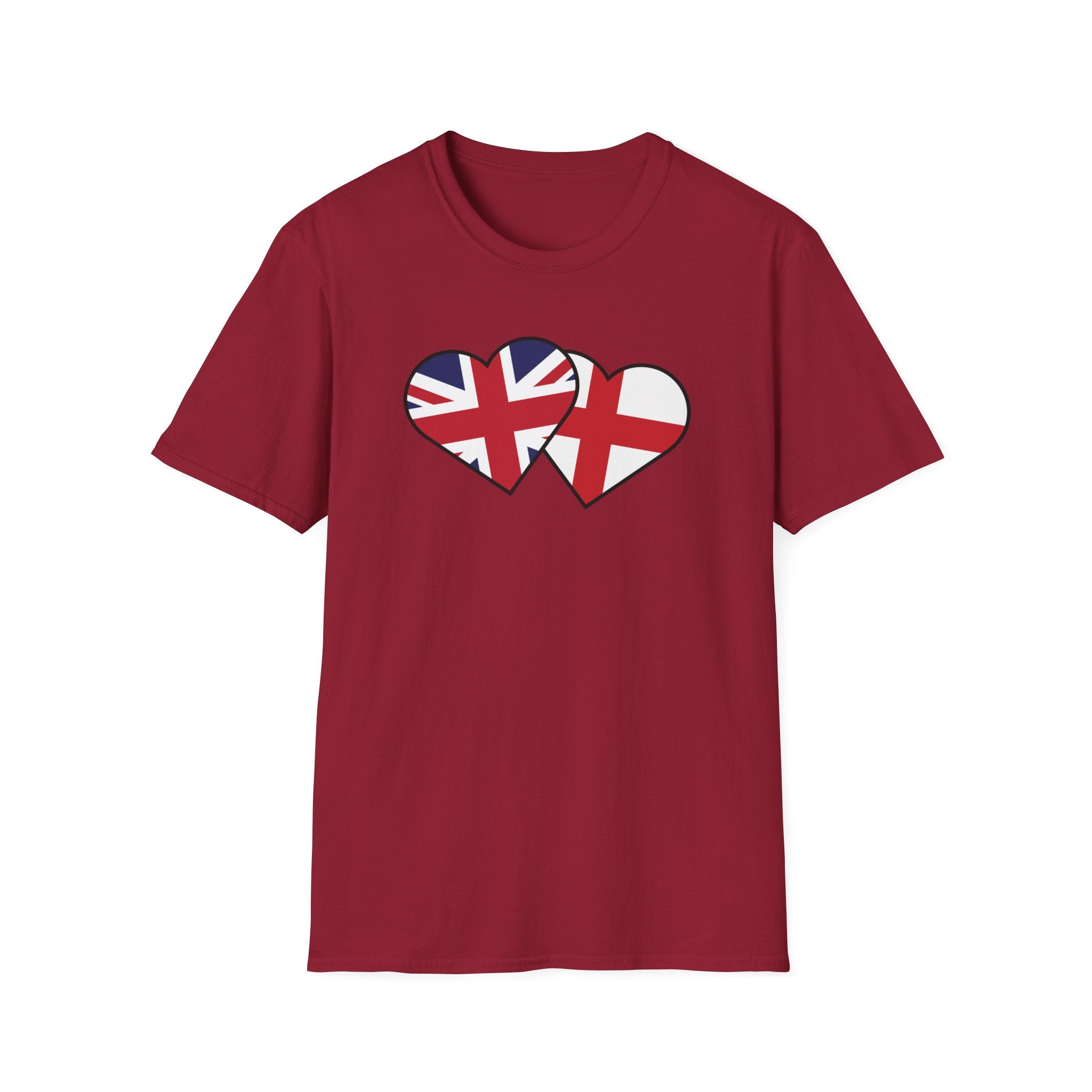Union Jack & England Heart Flag T-Shirt — British Patriotic Tee