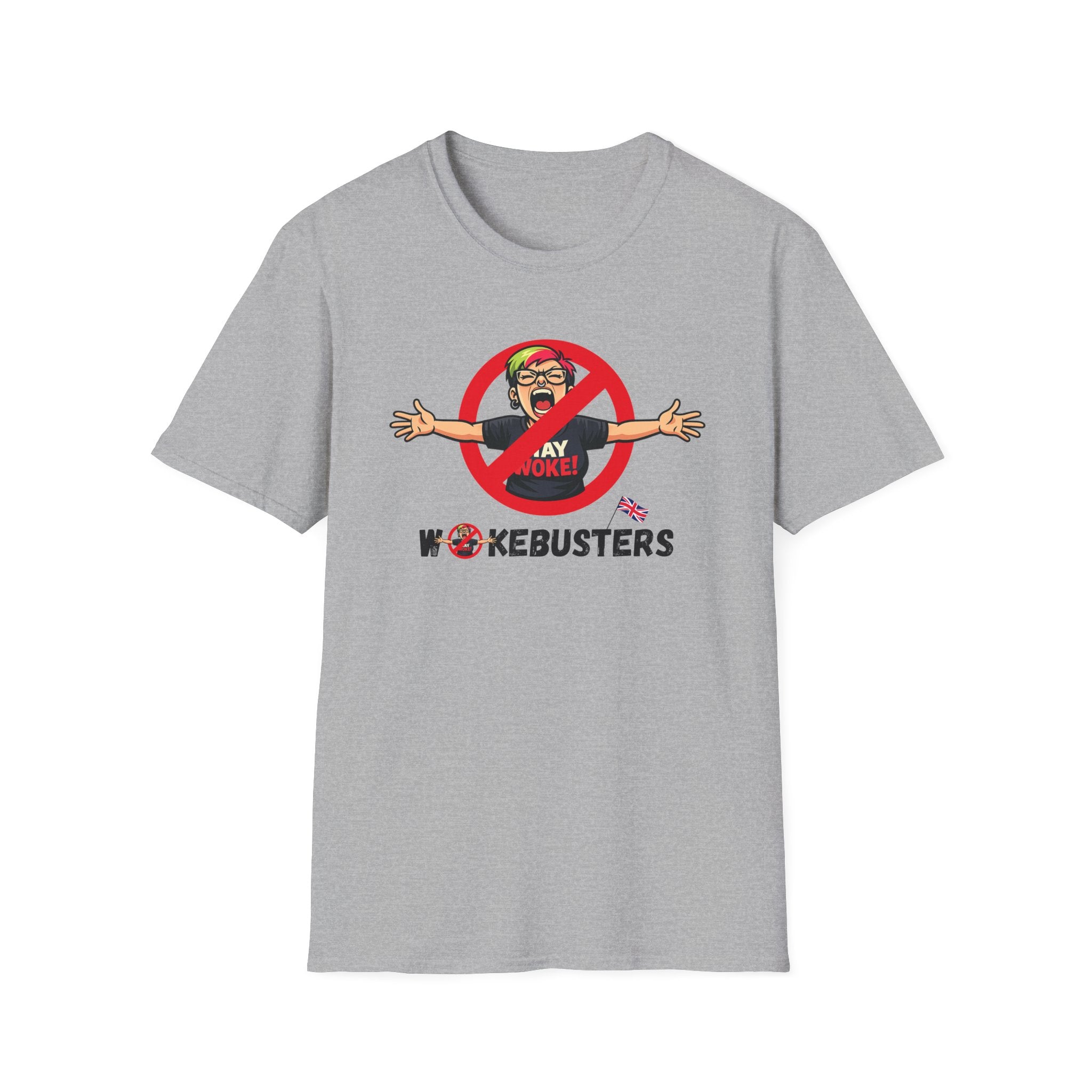 Wokebusters British Patriotic T-Shirt — Satirical Political Cartoon Tee