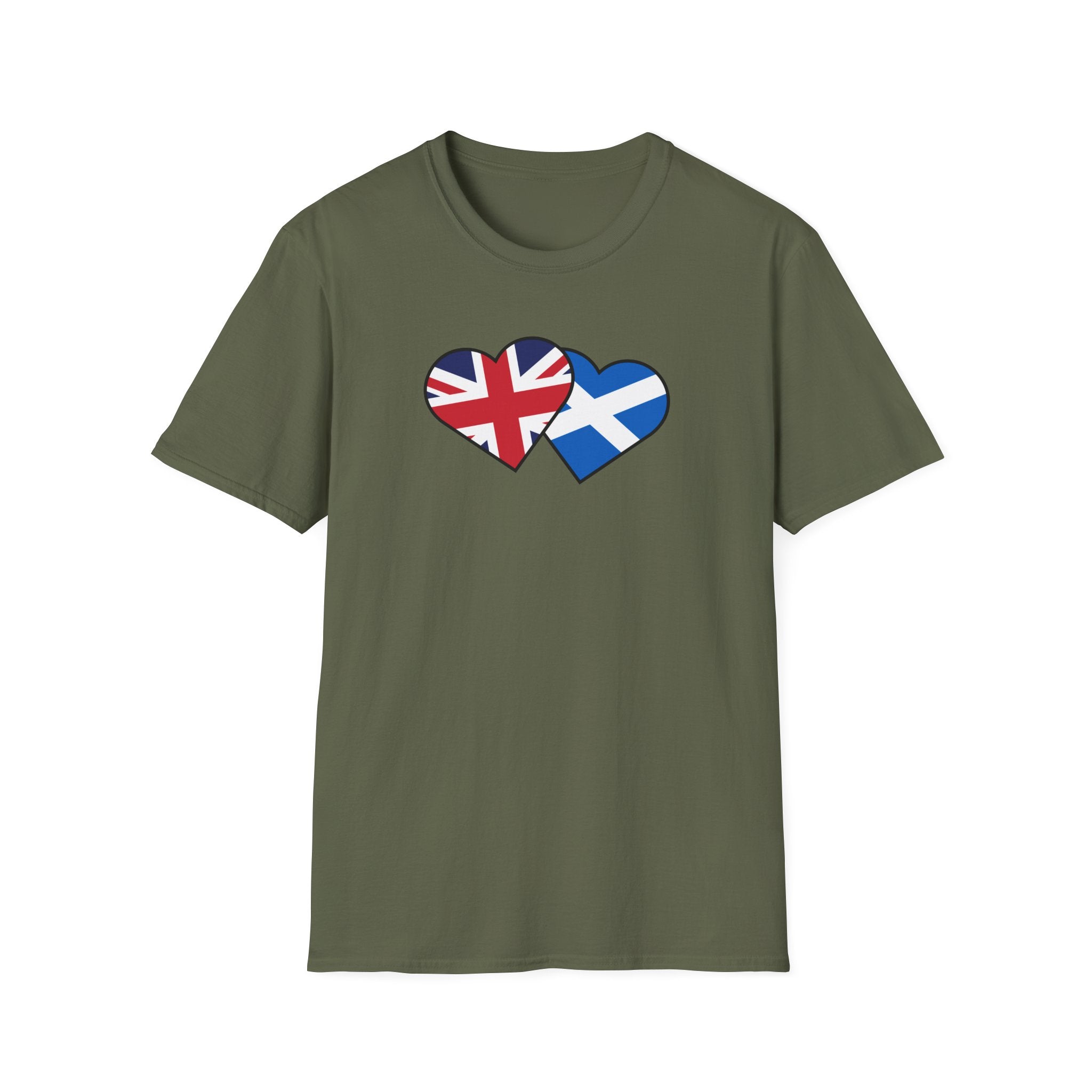 Union Jack & Scottish Flag Heart T-Shirt — British Patriotic Tee