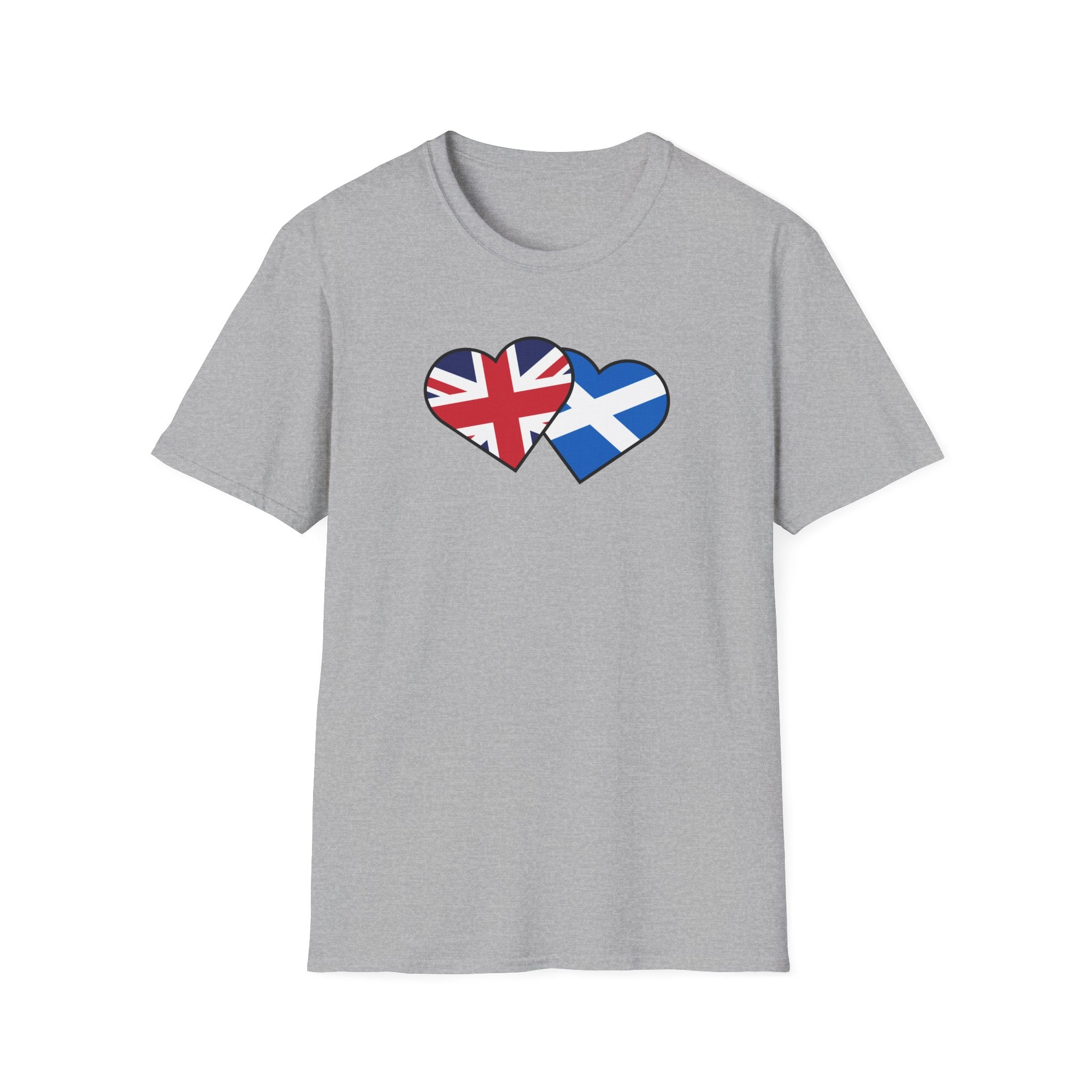 Union Jack & Scottish Flag Heart T-Shirt — British Patriotic Tee