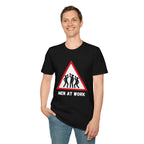 Men at Work Triangle Sign T-Shirt — Funny Beer Drinking Crew Tee