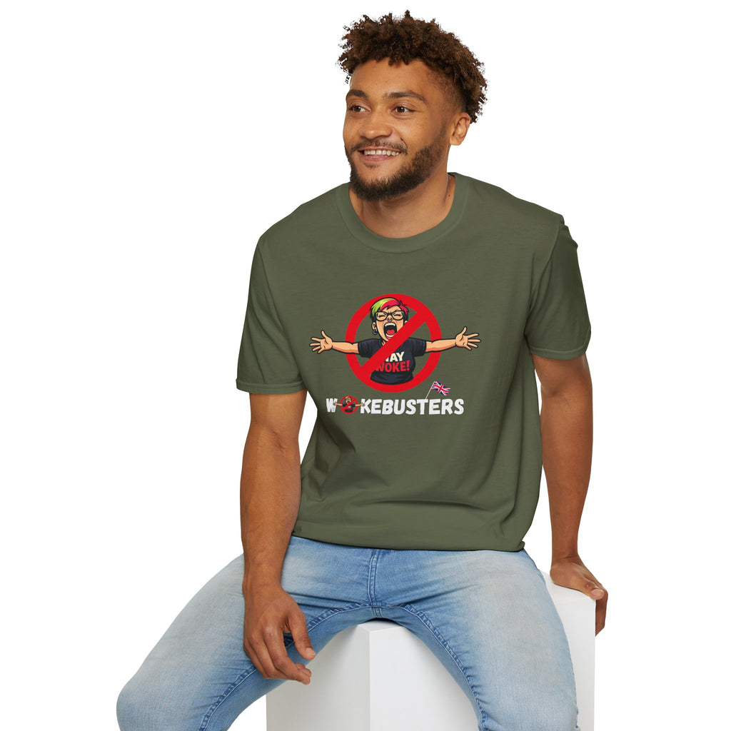 Wokebusters British Patriotic T-Shirt — Satirical Political Cartoon Tee