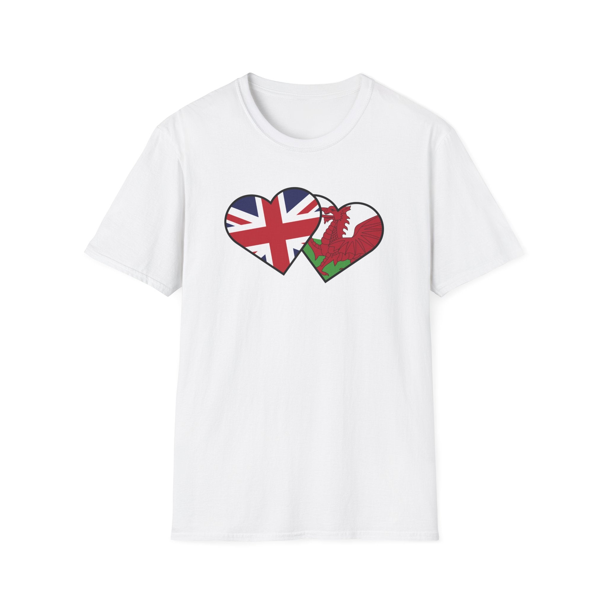 Union Jack & Welsh Flag Heart T-Shirt — British Patriotic Tee