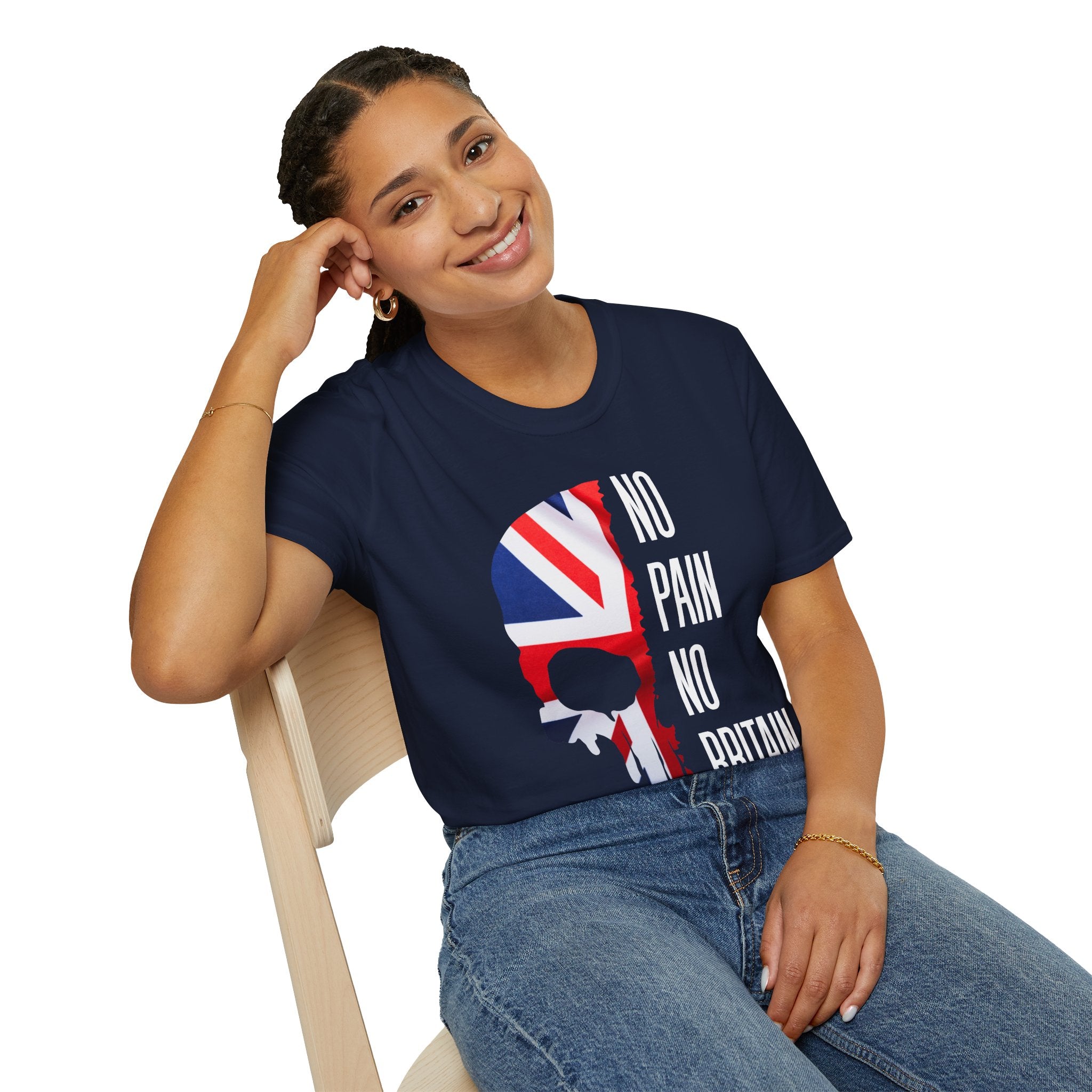 T-Shirt — "No Pain No Britain" Union Jack Skull Graphic Tee