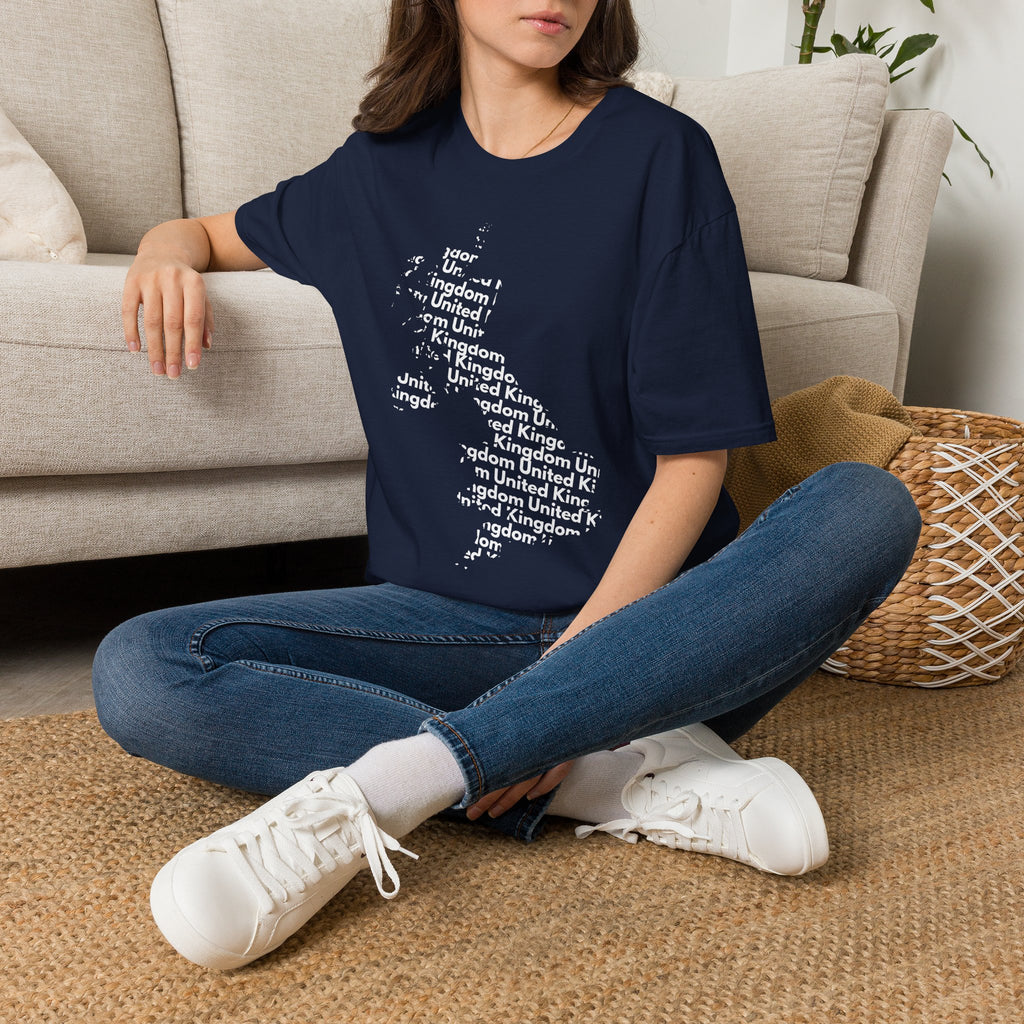 United Kingdom Typography T-Shirt — Minimal British Map Text Design