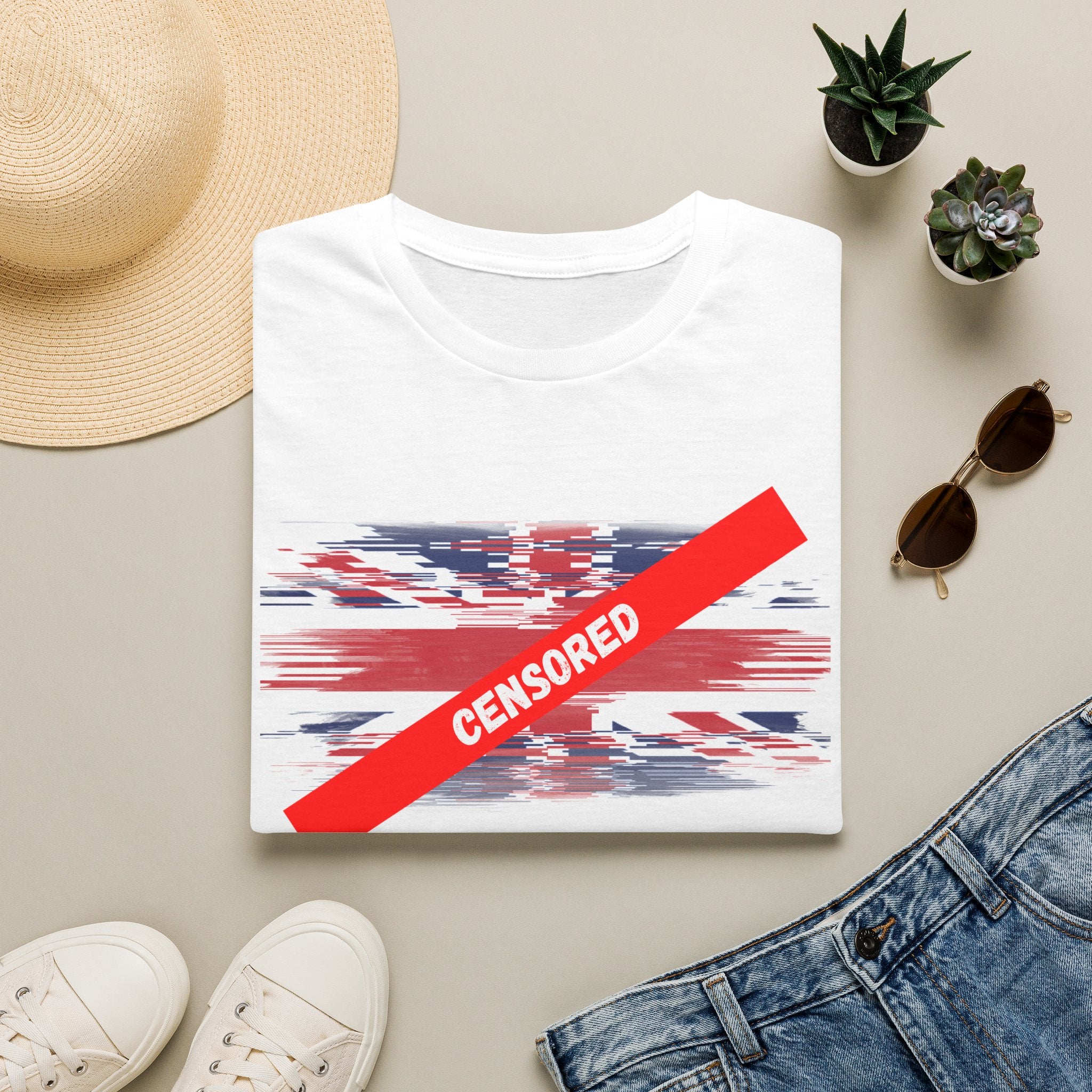 Censored Union Jack T-Shirt — British Political Flag Tee