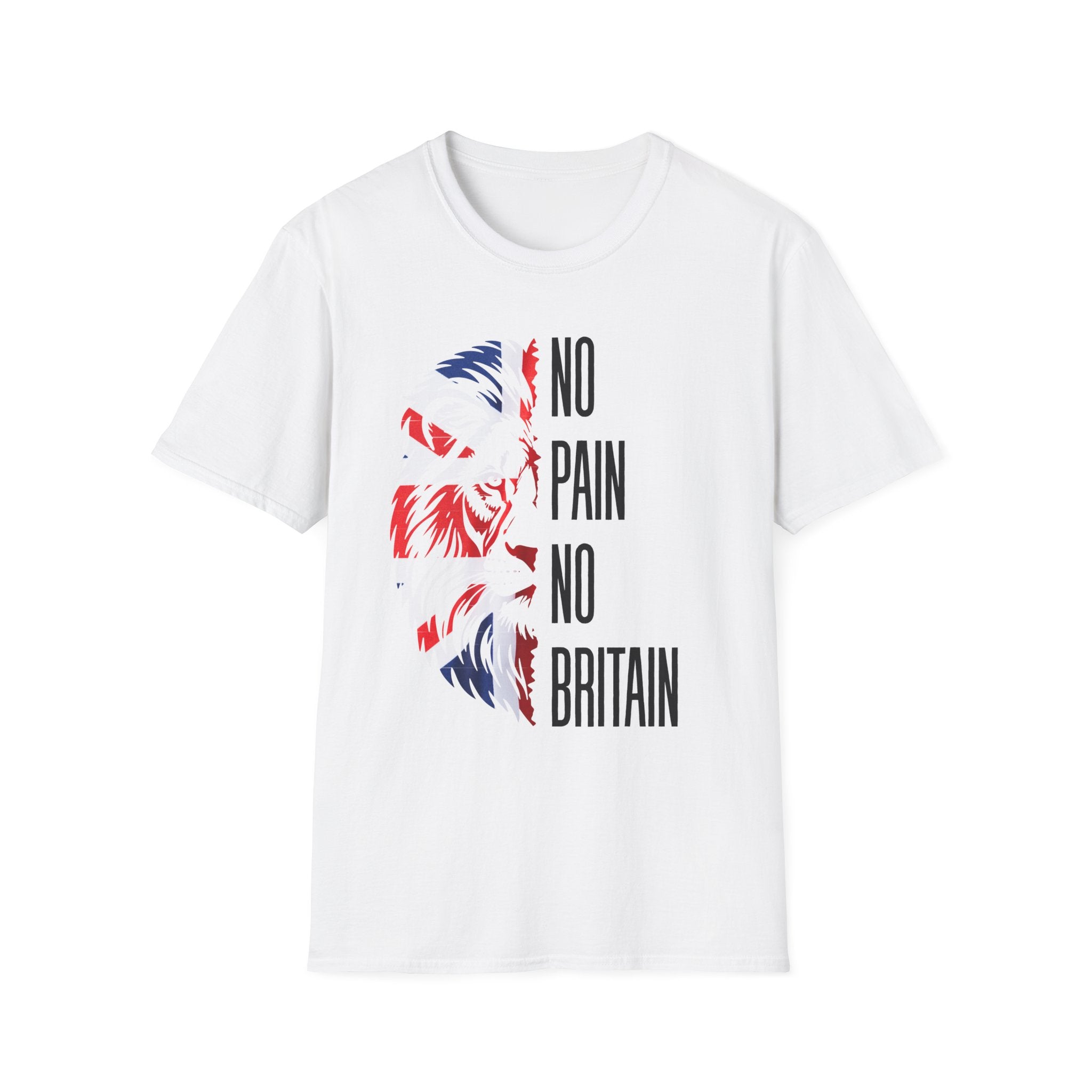 T-Shirt — "No Pain No Britain" Patriotic Lion Graphic