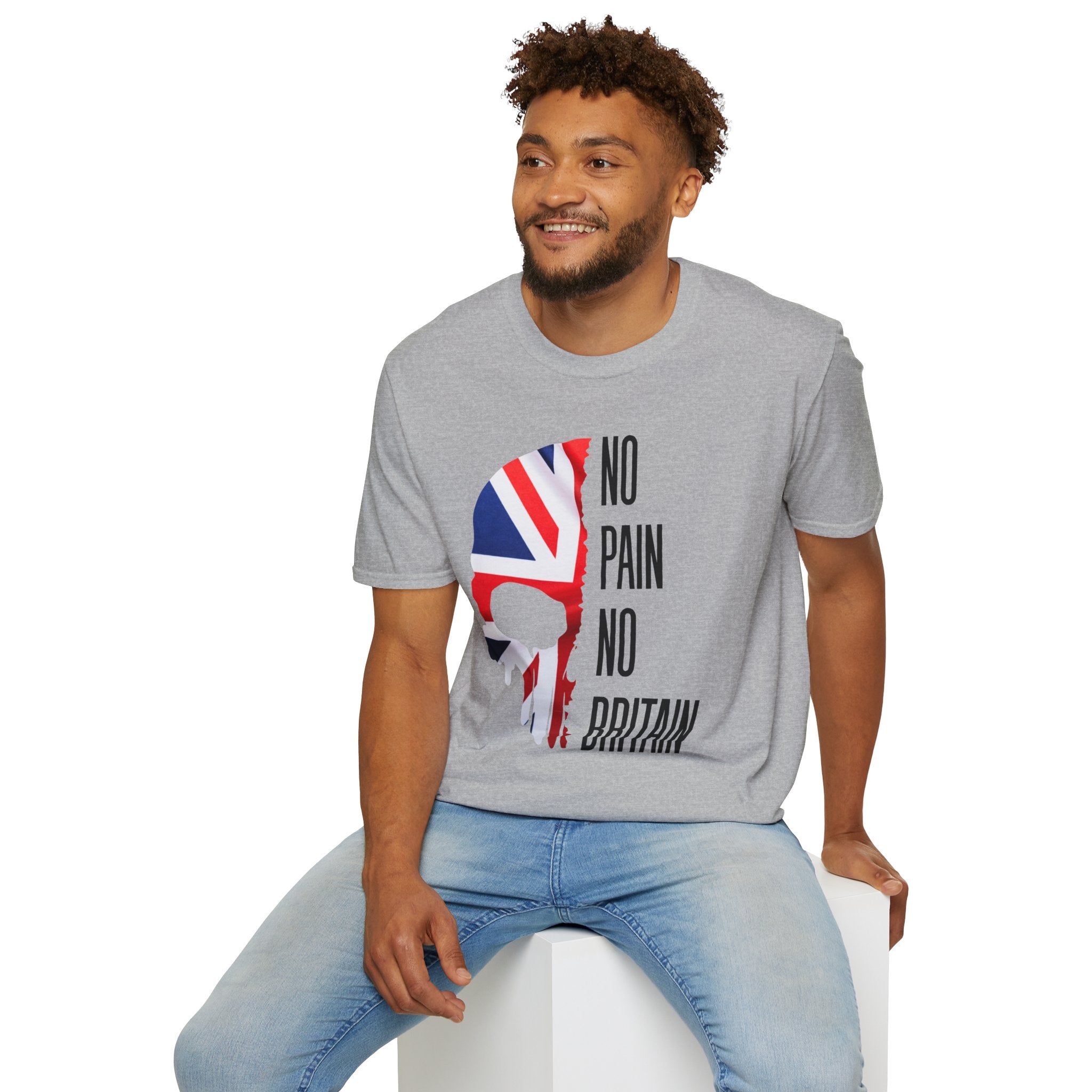 T-Shirt — "No Pain No Britain" Union Jack Skull Graphic Tee