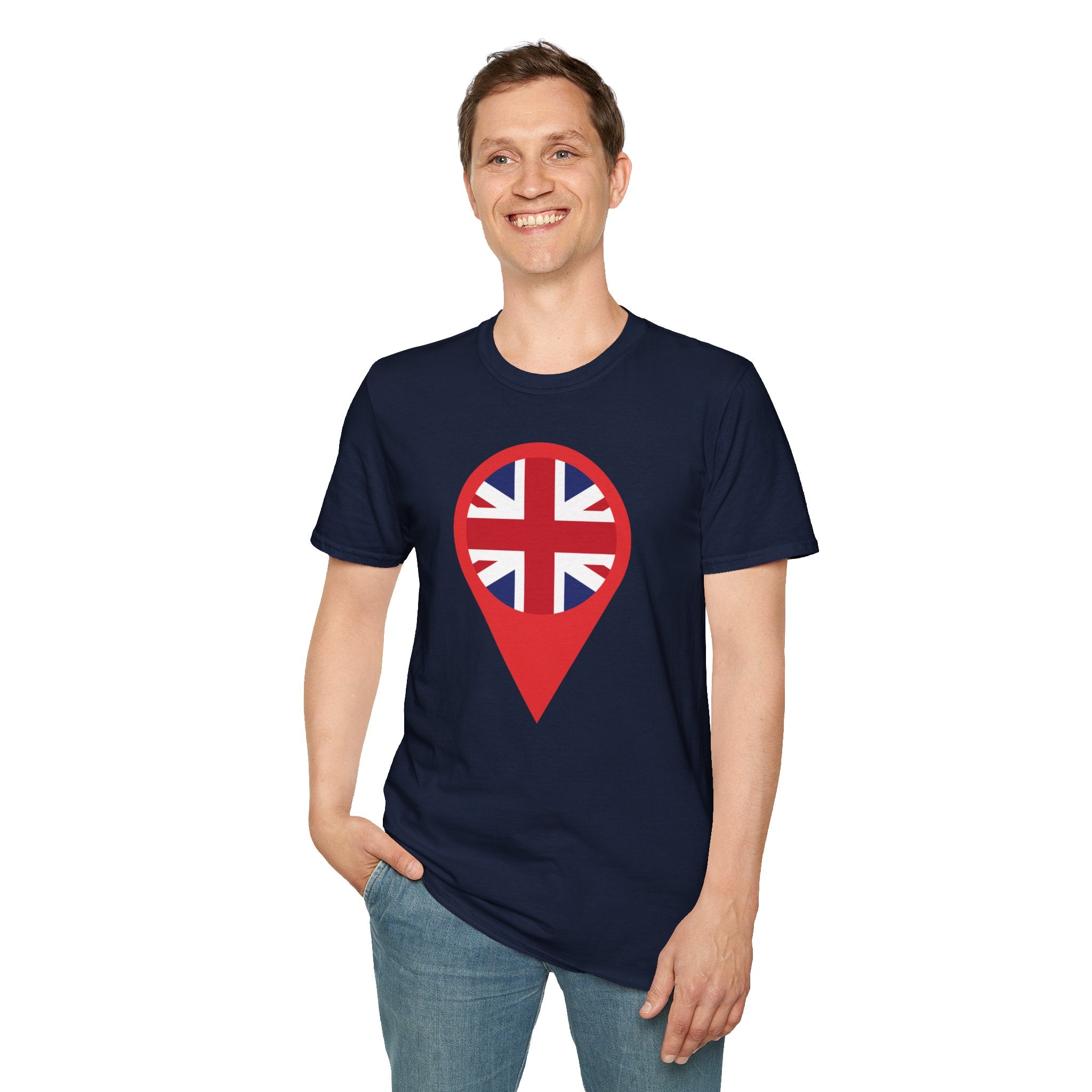 Union Jack Map Pin T-Shirt — British Patriotic Tee