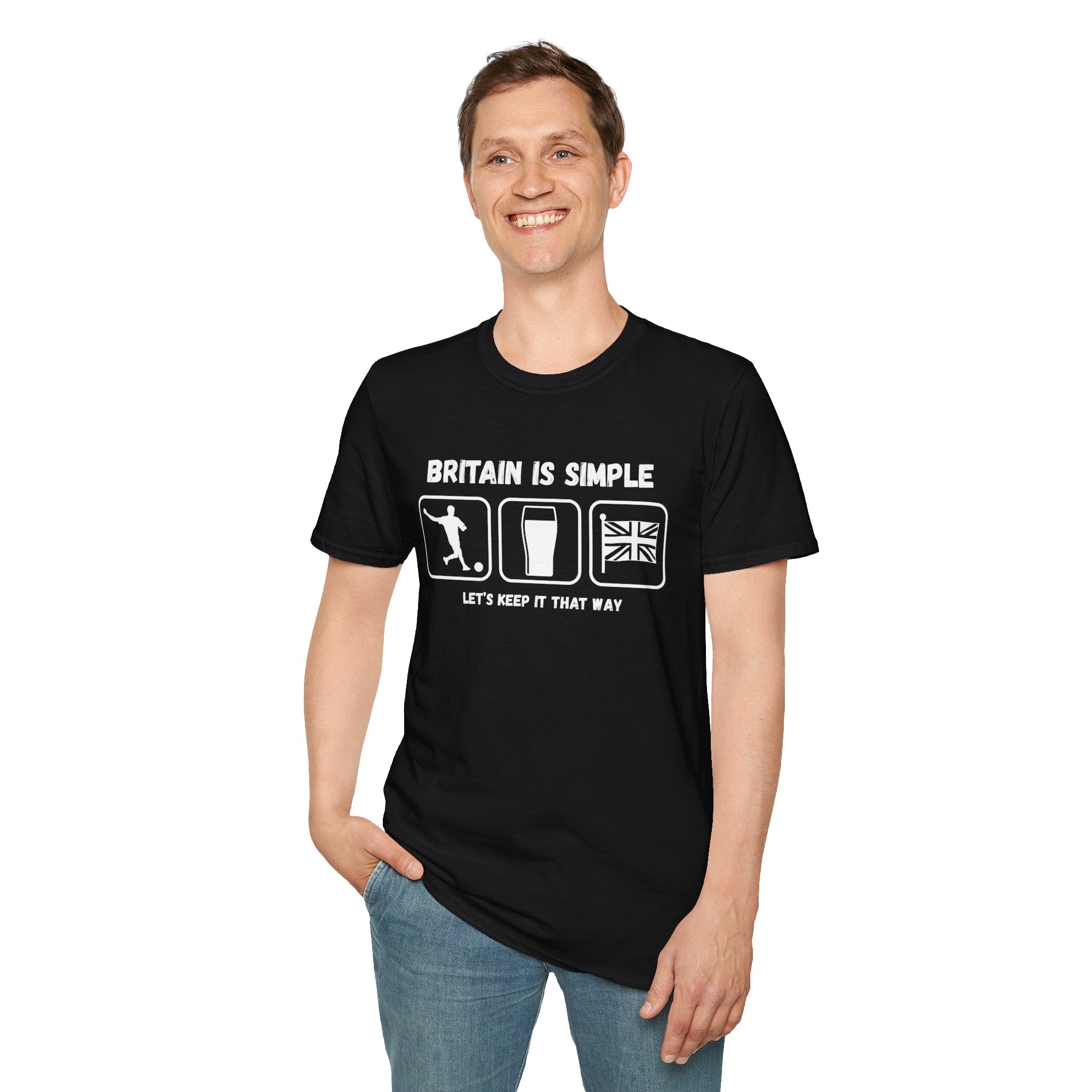 Britain Is Simple — British Humour T-Shirt  T-Shirt (Football, Pint & Union Jack Design)