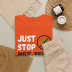 Just Stop Net Zero T-Shirt — Anti Net Zero Graphic Tee