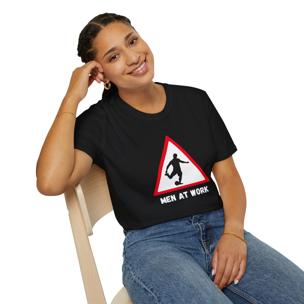 Men at Work Roadside Sign T-Shirt — British Humour T-Shirt - Our Colours