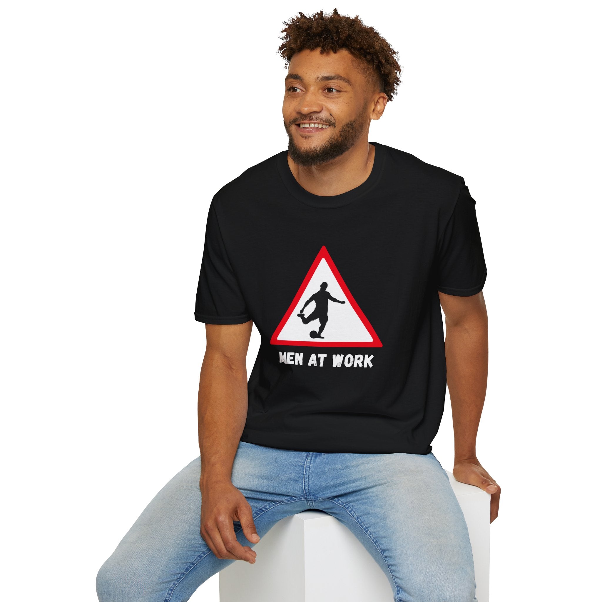 Men at Work Roadside Sign T-Shirt — British Humour T-Shirt - Our Colours