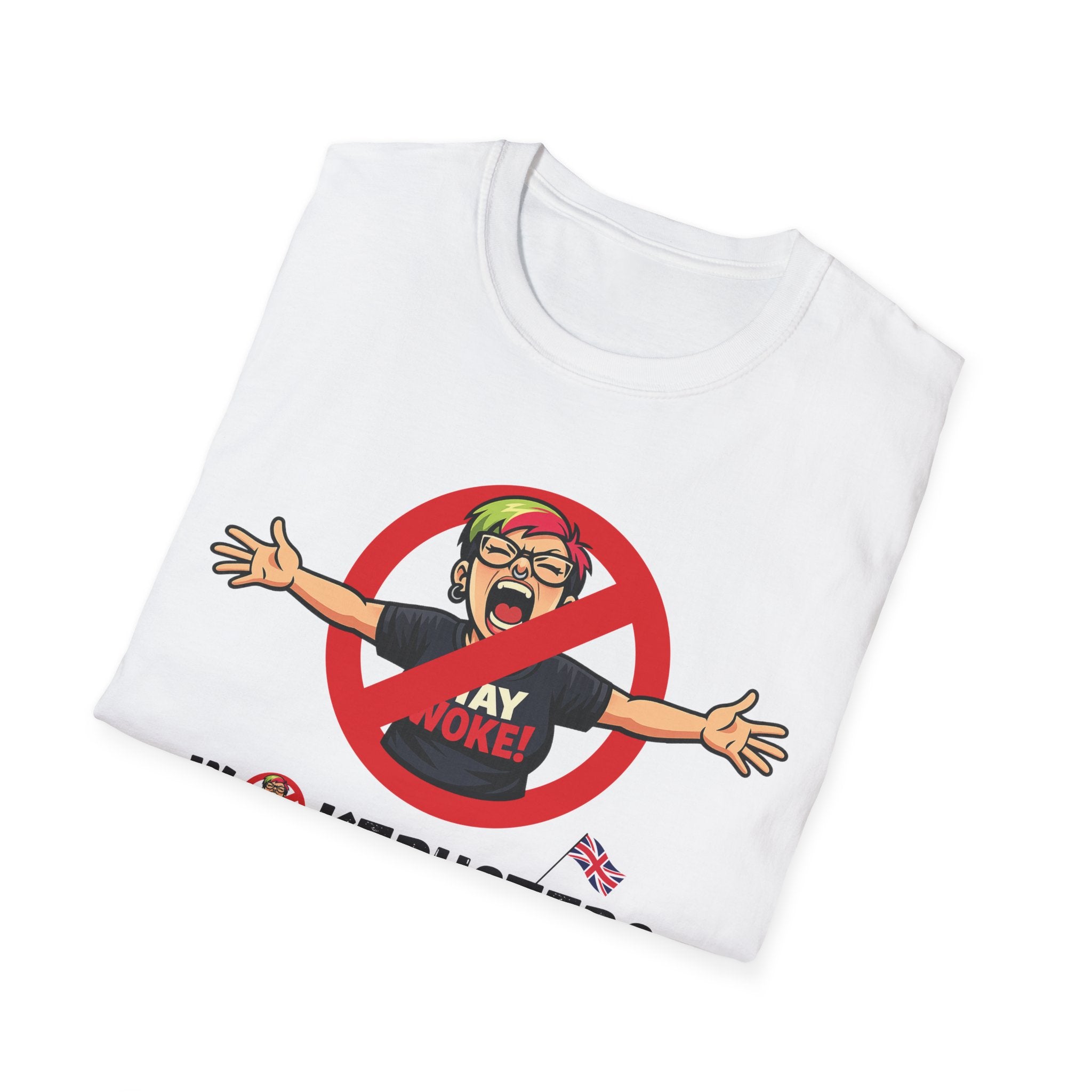 Wokebusters British Patriotic T-Shirt — Satirical Political Cartoon Tee