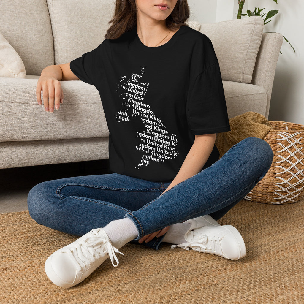 United Kingdom Typography T-Shirt — Minimal British Map Text Design