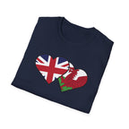 Union Jack & Welsh Flag Heart T-Shirt — British Patriotic Tee