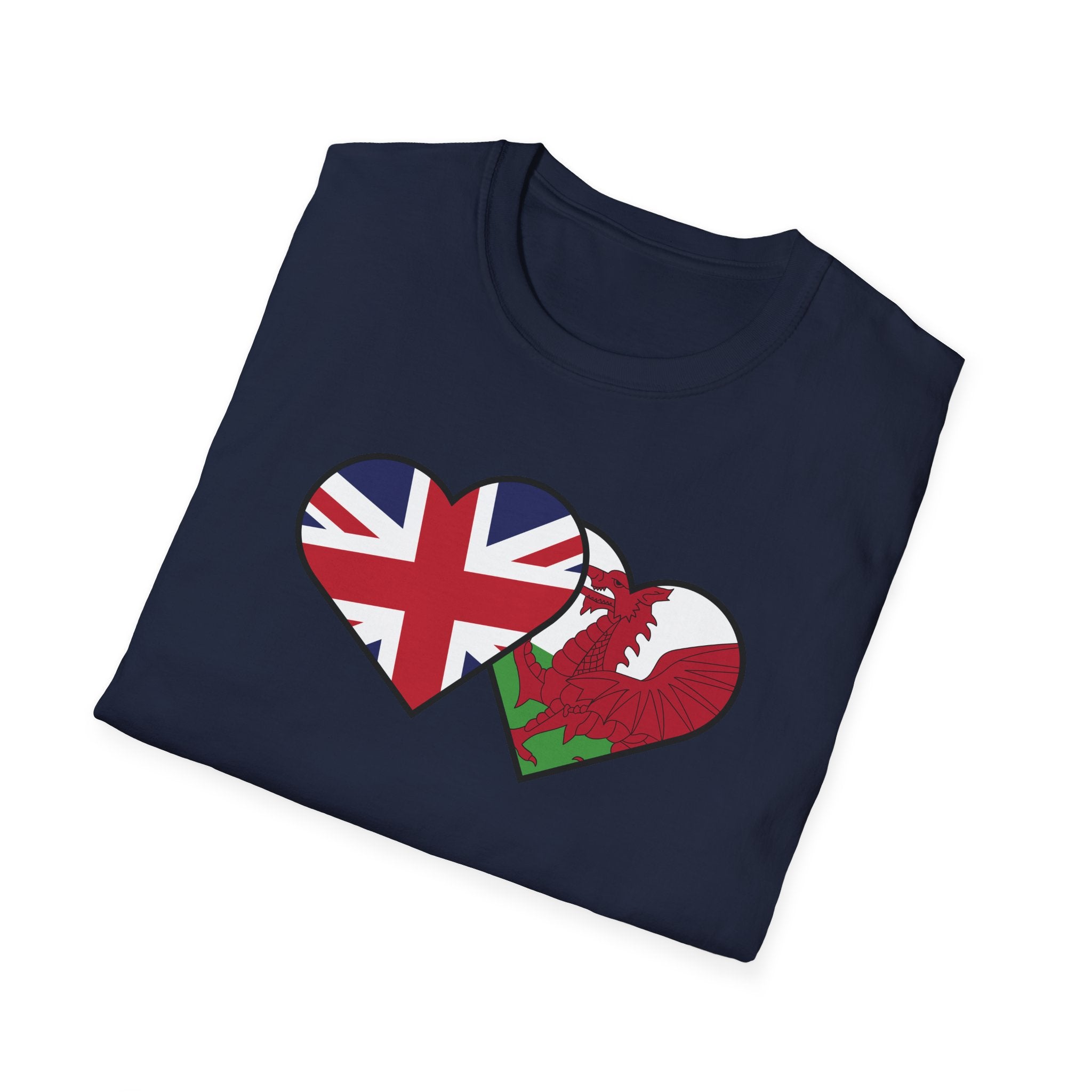 Union Jack & Welsh Flag Heart T-Shirt — British Patriotic Tee