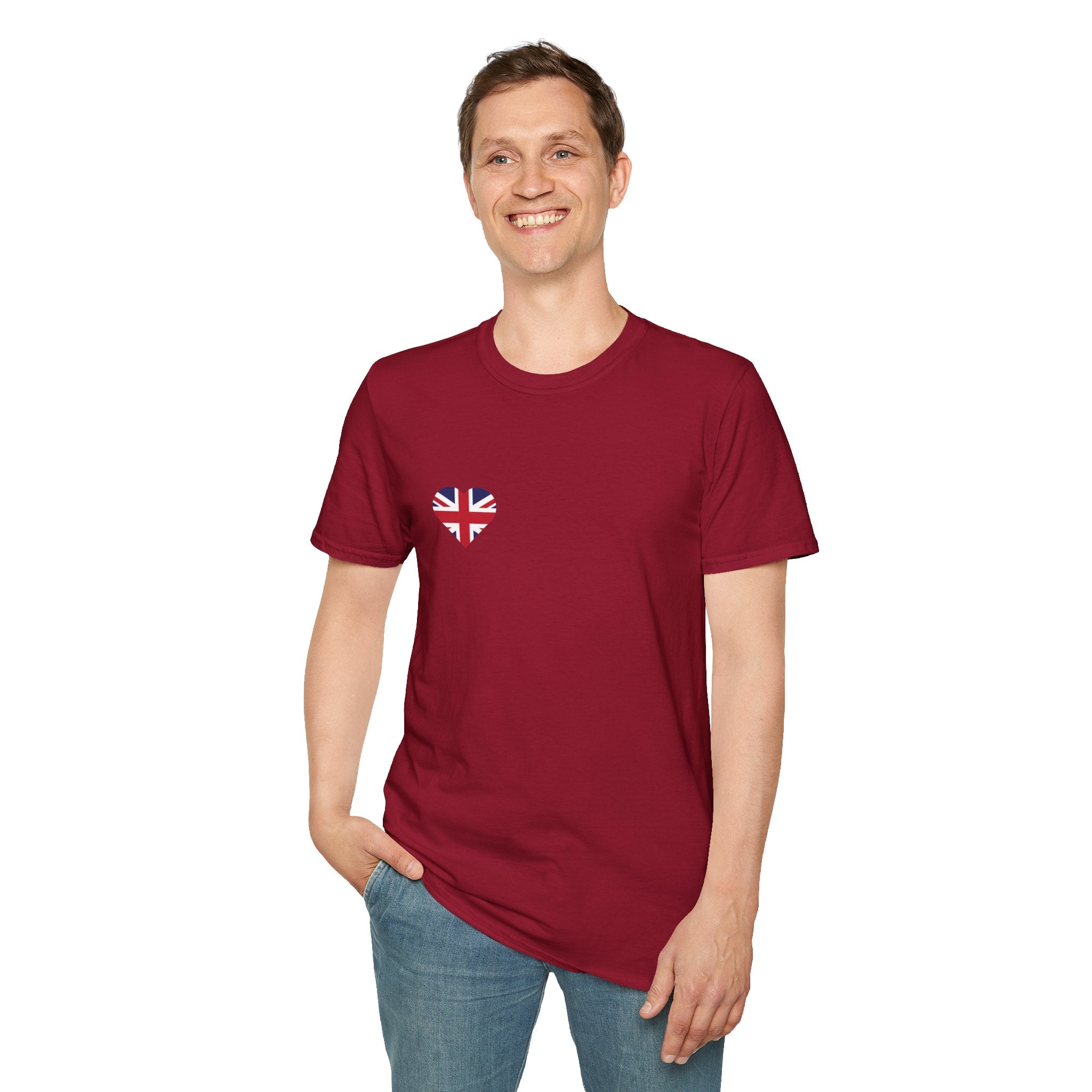 British Heart Flag (small icon) T-Shirt — Union Jack Heart Patriotic Tee