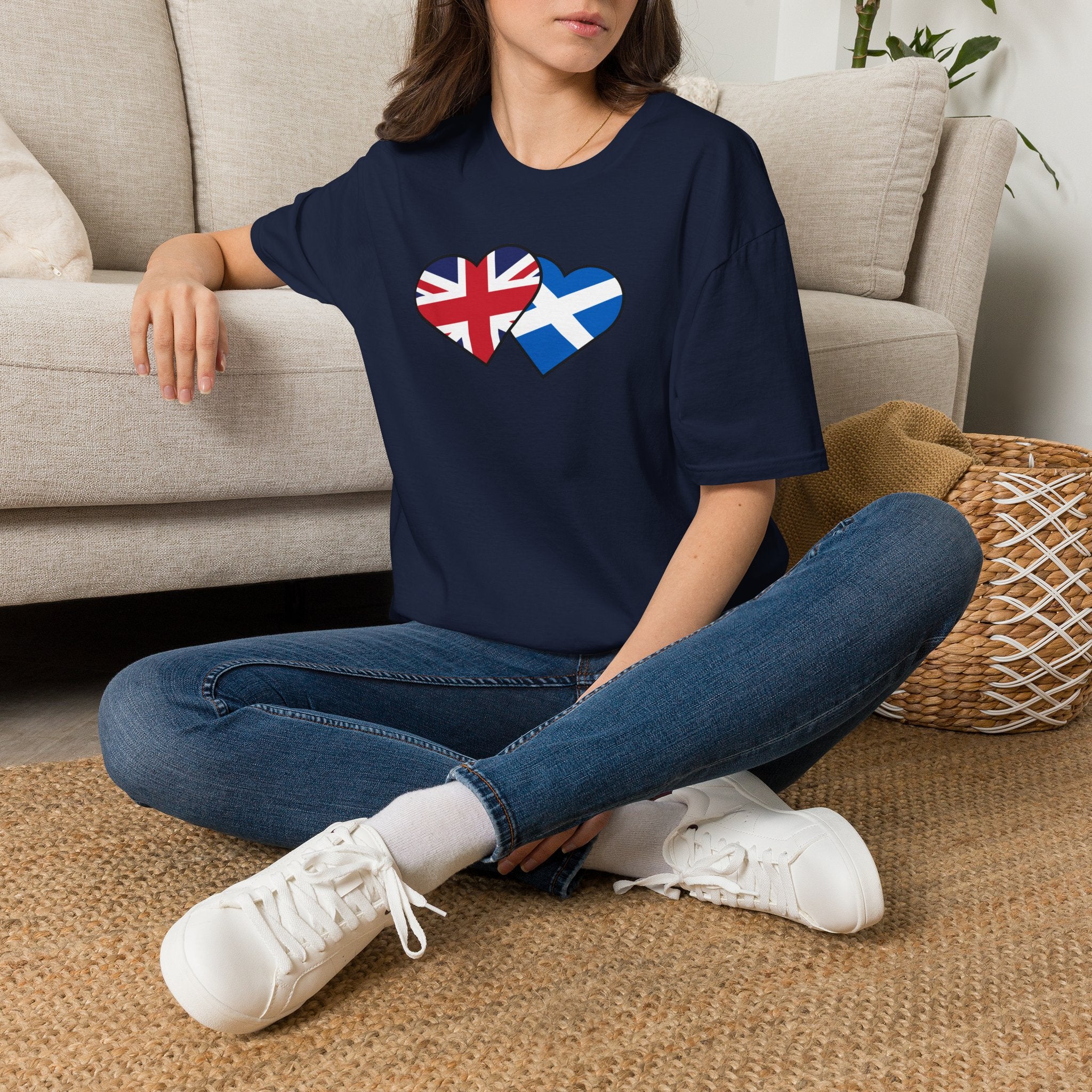 Union Jack & Scottish Flag Heart T-Shirt — British Patriotic Tee