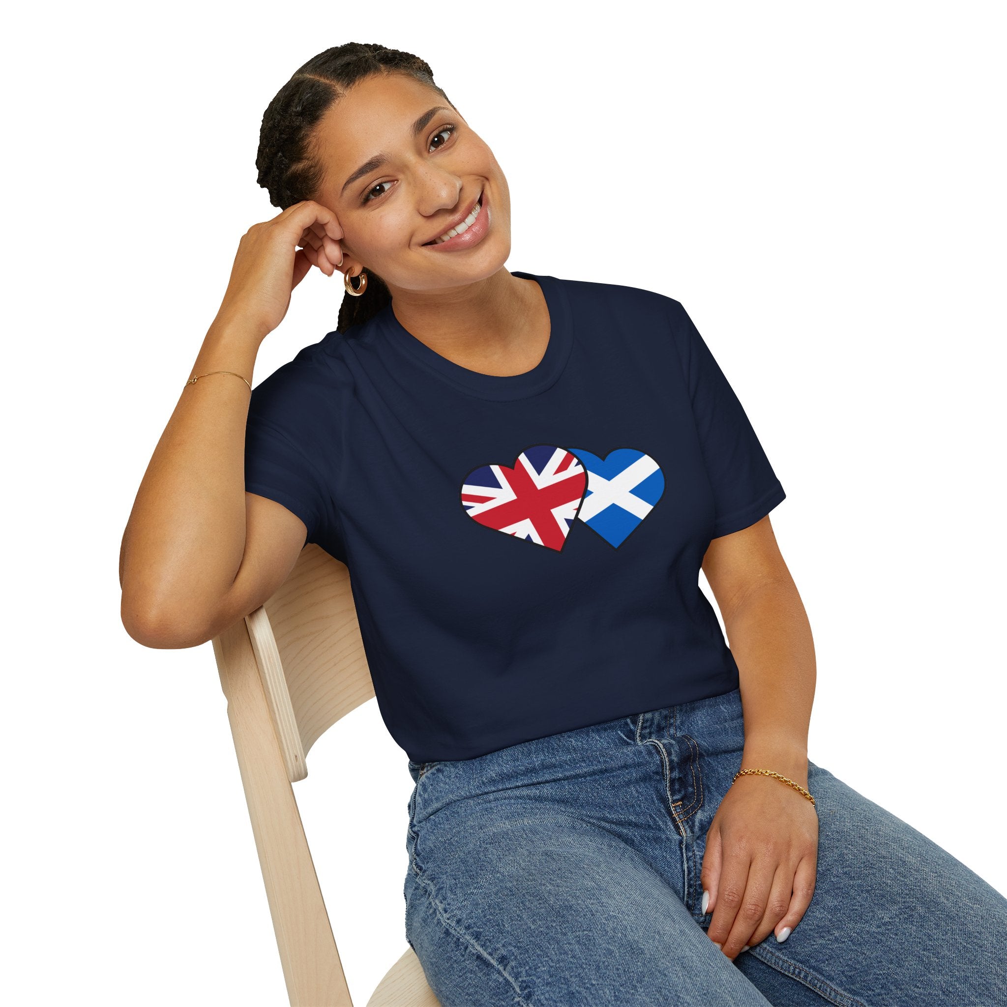 Union Jack & Scottish Flag Heart T-Shirt — British Patriotic Tee