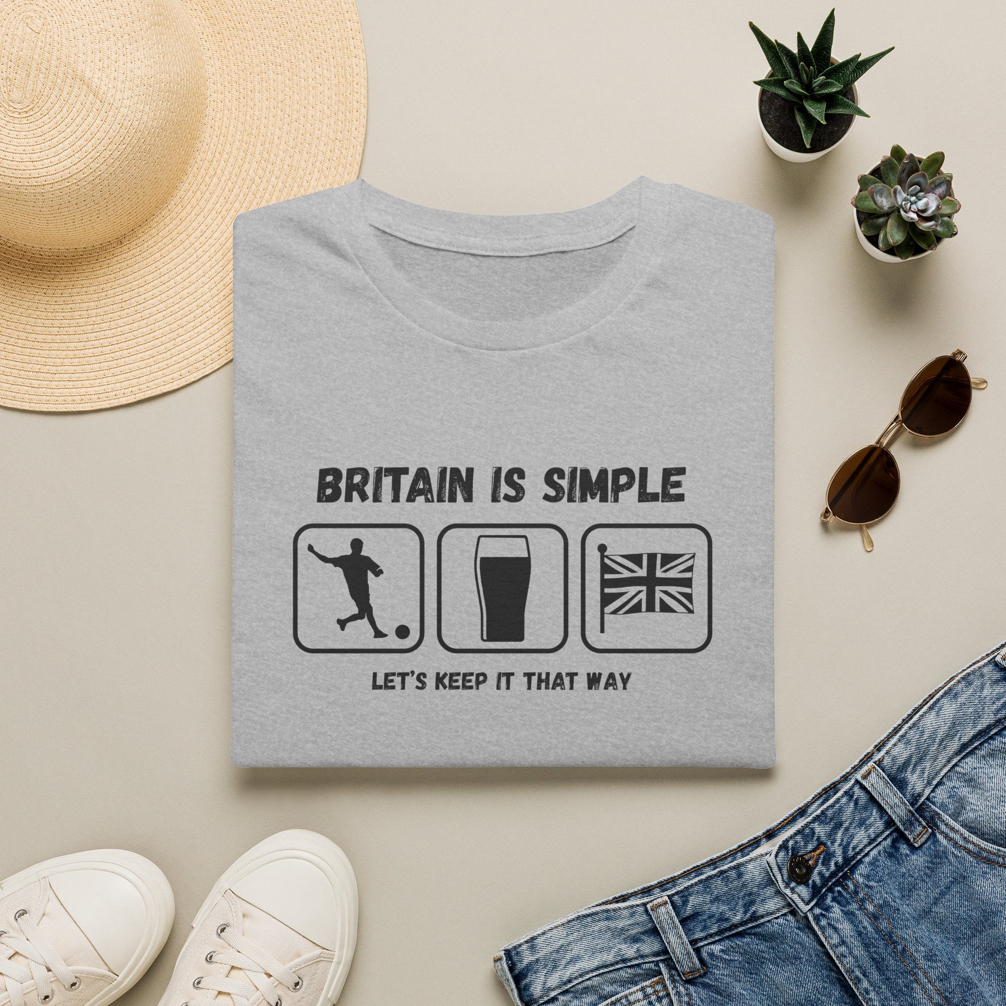 Britain Is Simple — British Humour T-Shirt  T-Shirt (Football, Pint & Union Jack Design)