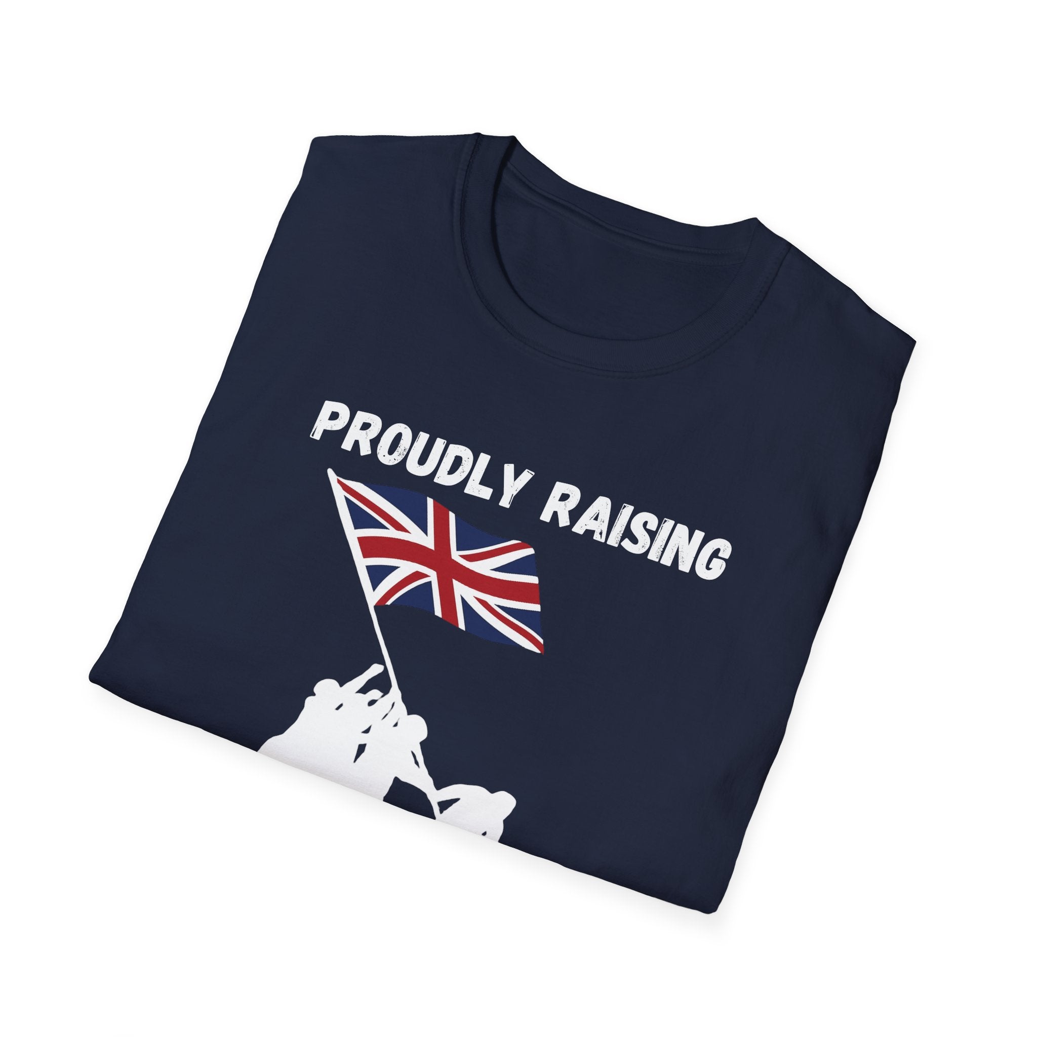 Proudly Raising Our Colours T-Shirt (smaller design) — British Flag Patriotic Tee