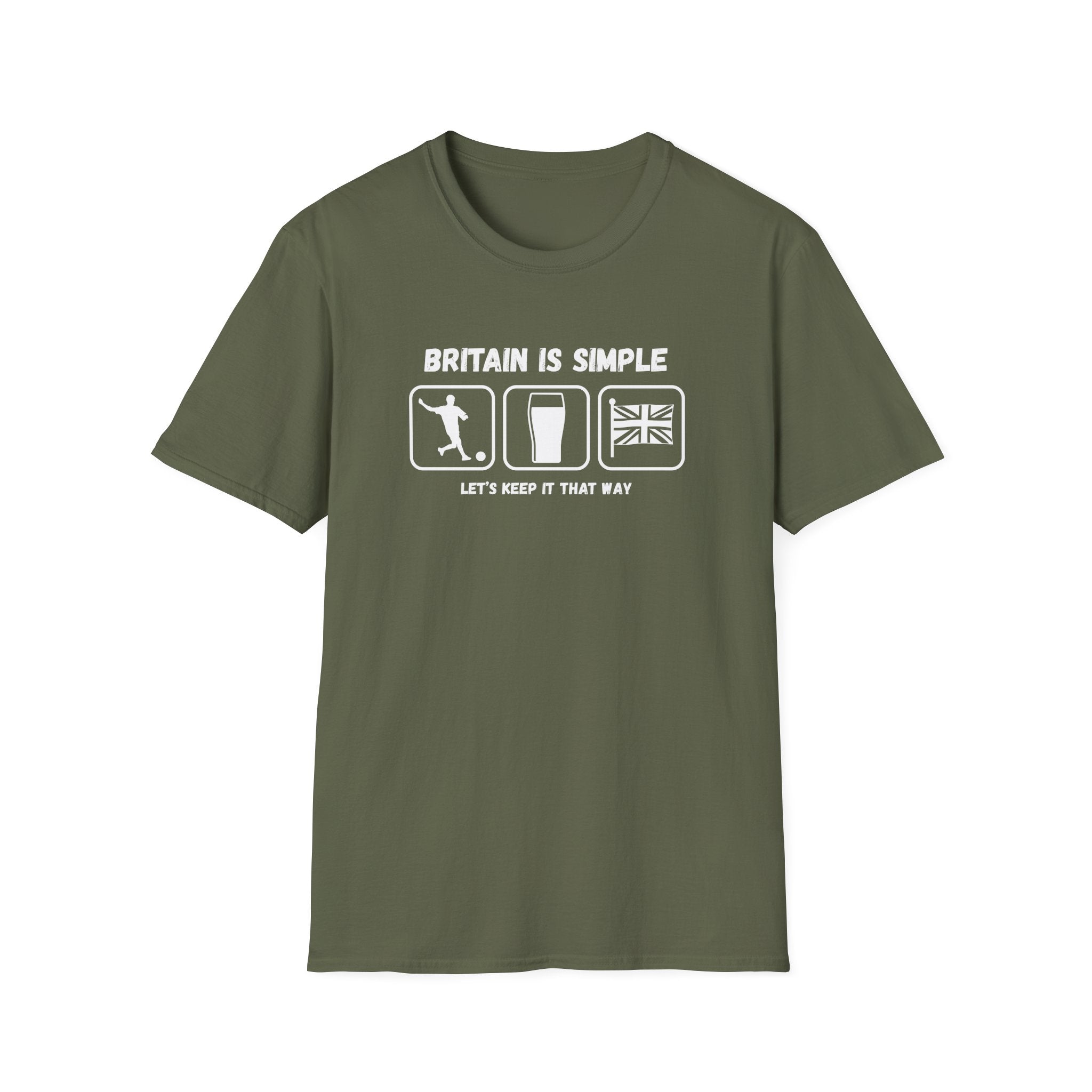 Britain Is Simple — British Humour T-Shirt  T-Shirt (Football, Pint & Union Jack Design)