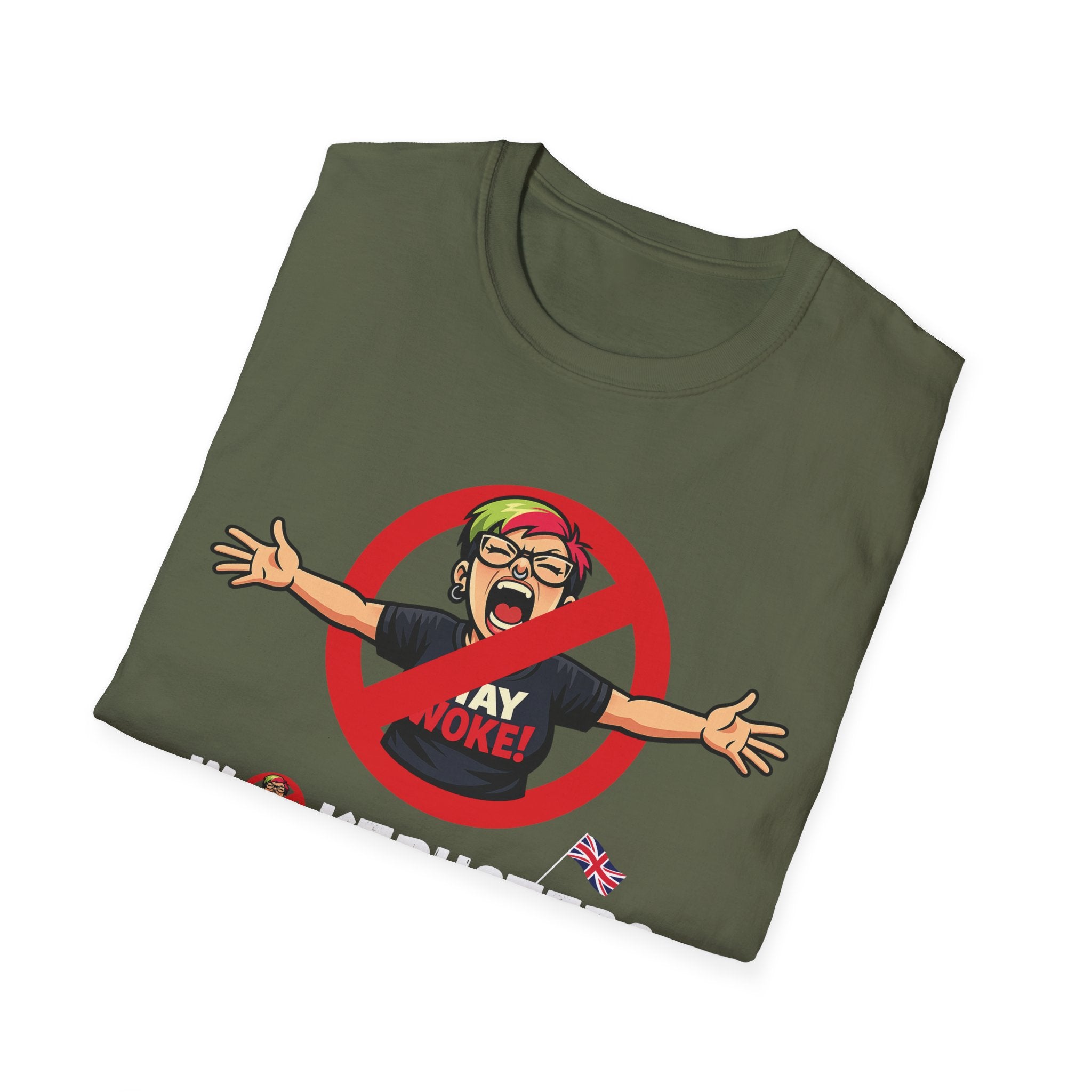 Wokebusters British Patriotic T-Shirt — Satirical Political Cartoon Tee