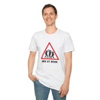 Men at Work Triangle Sign T-Shirt — Funny Beer Drinking Crew Tee - Our Colours